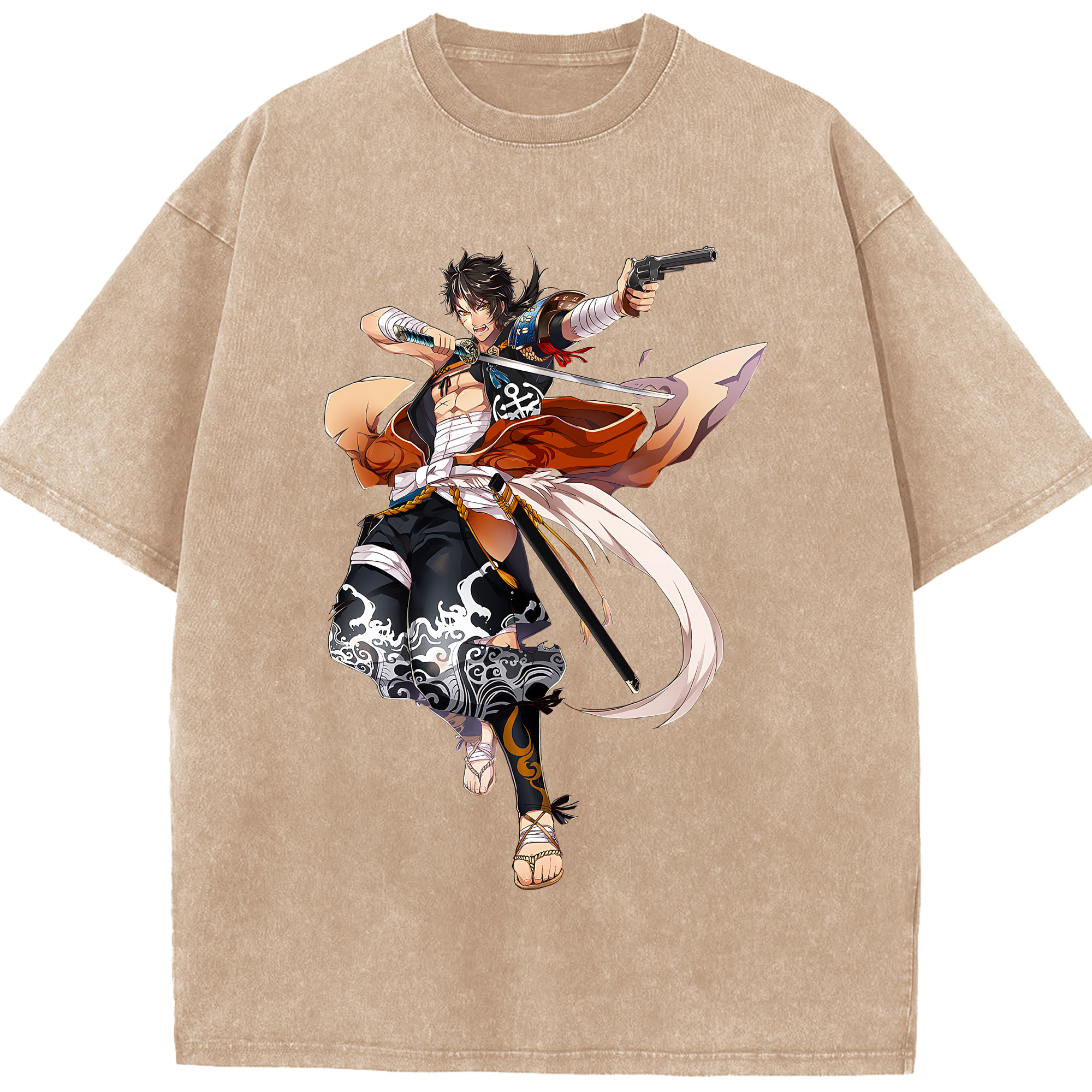 （画像用） 刀剣乱舞 Touken Ranbu 綿100% ヴィンテージ風 半袖Tシャツ（フロントプリント）