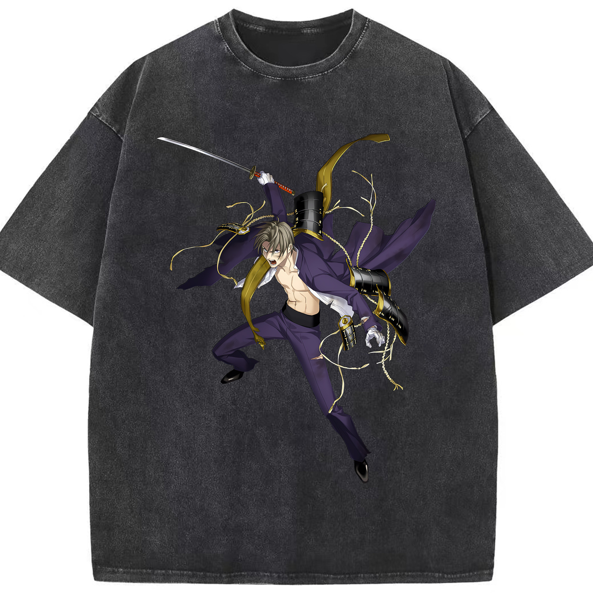 （画像用） 刀剣乱舞 Touken Ranbu 綿100% ヴィンテージ風 半袖Tシャツ（フロントプリント）