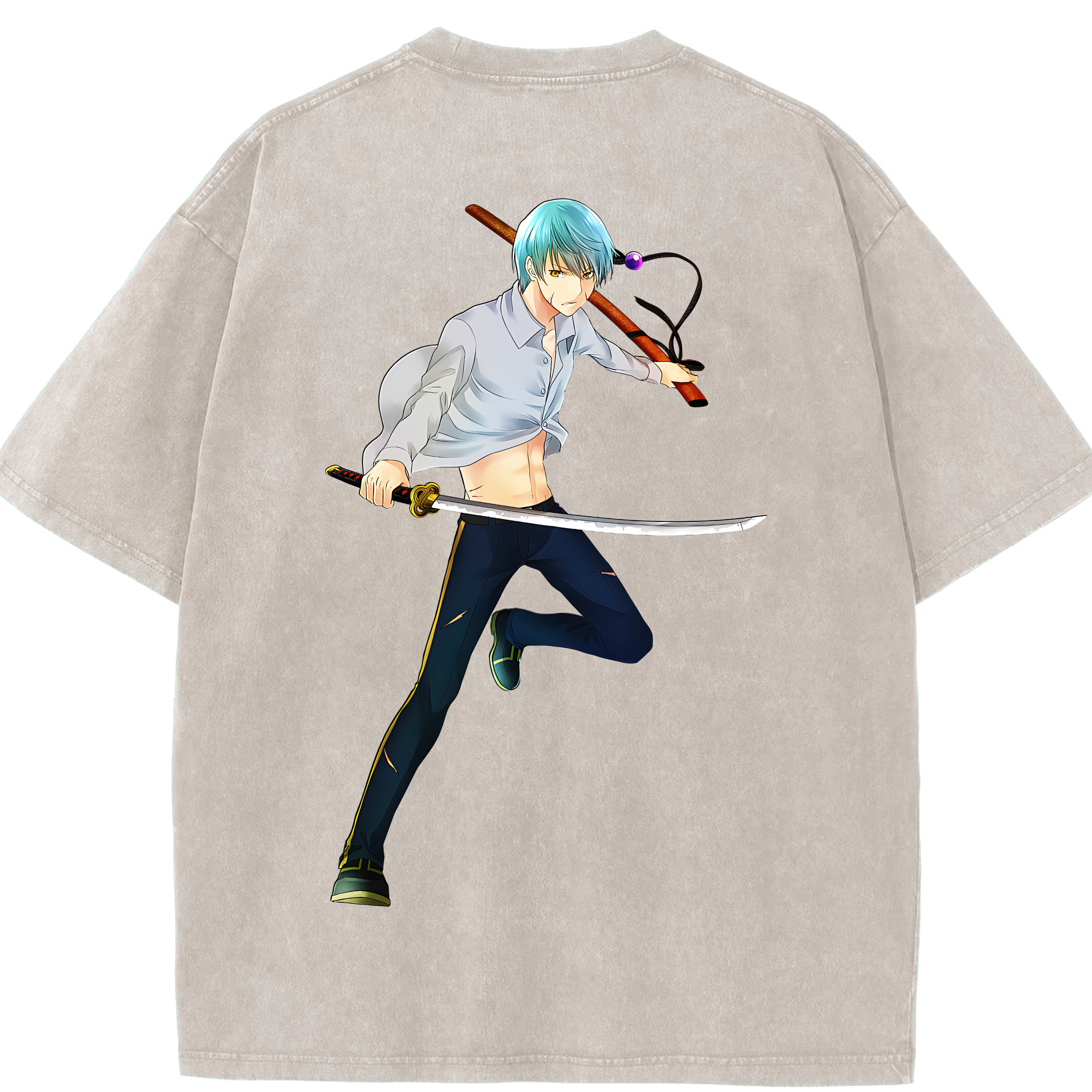 （画像用） 刀剣乱舞 Touken Ranbu 綿100% ヴィンテージ風 半袖Tシャツ（背面プリント）