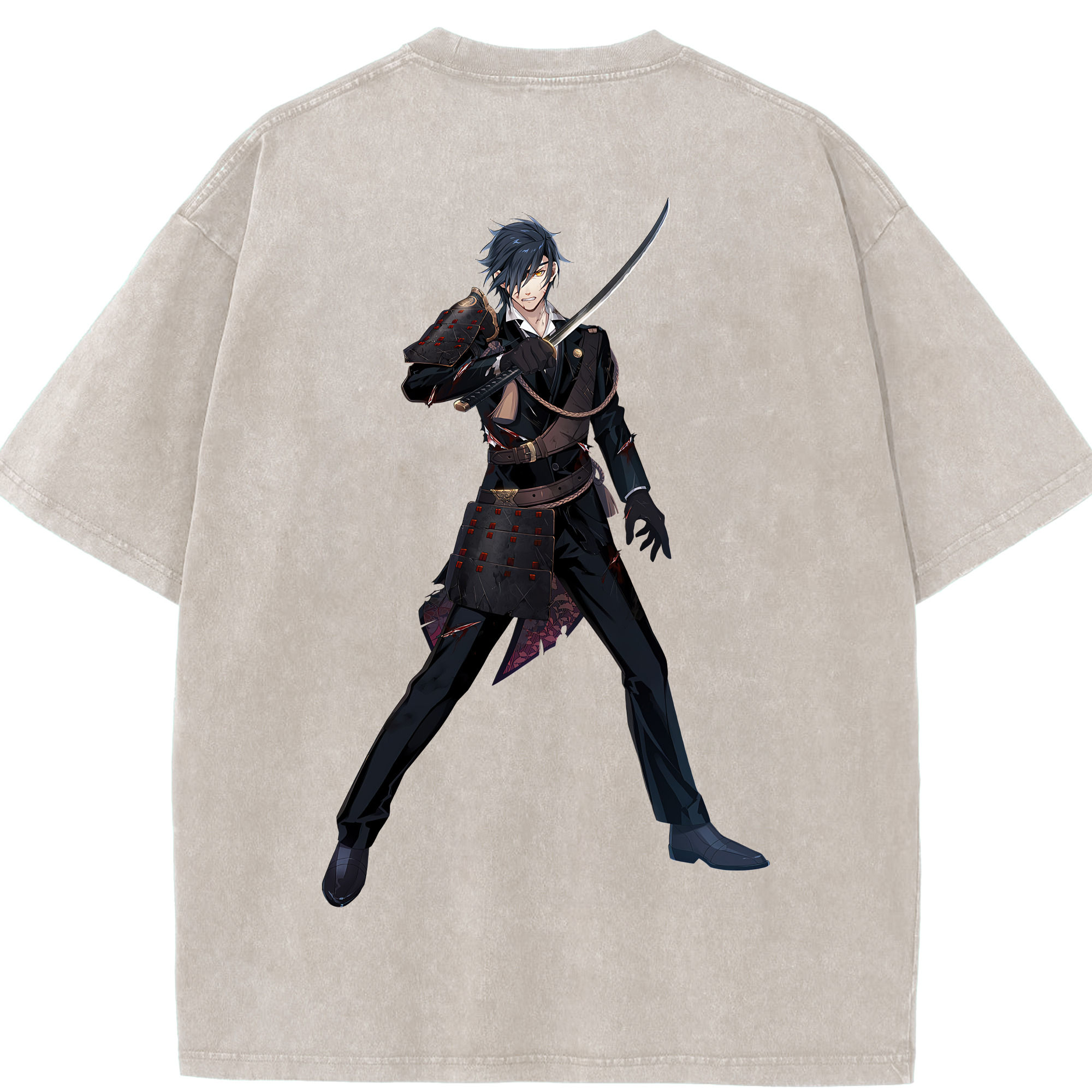 （画像用） 刀剣乱舞 Touken Ranbu 綿100% ヴィンテージ風 半袖Tシャツ（背面プリント）