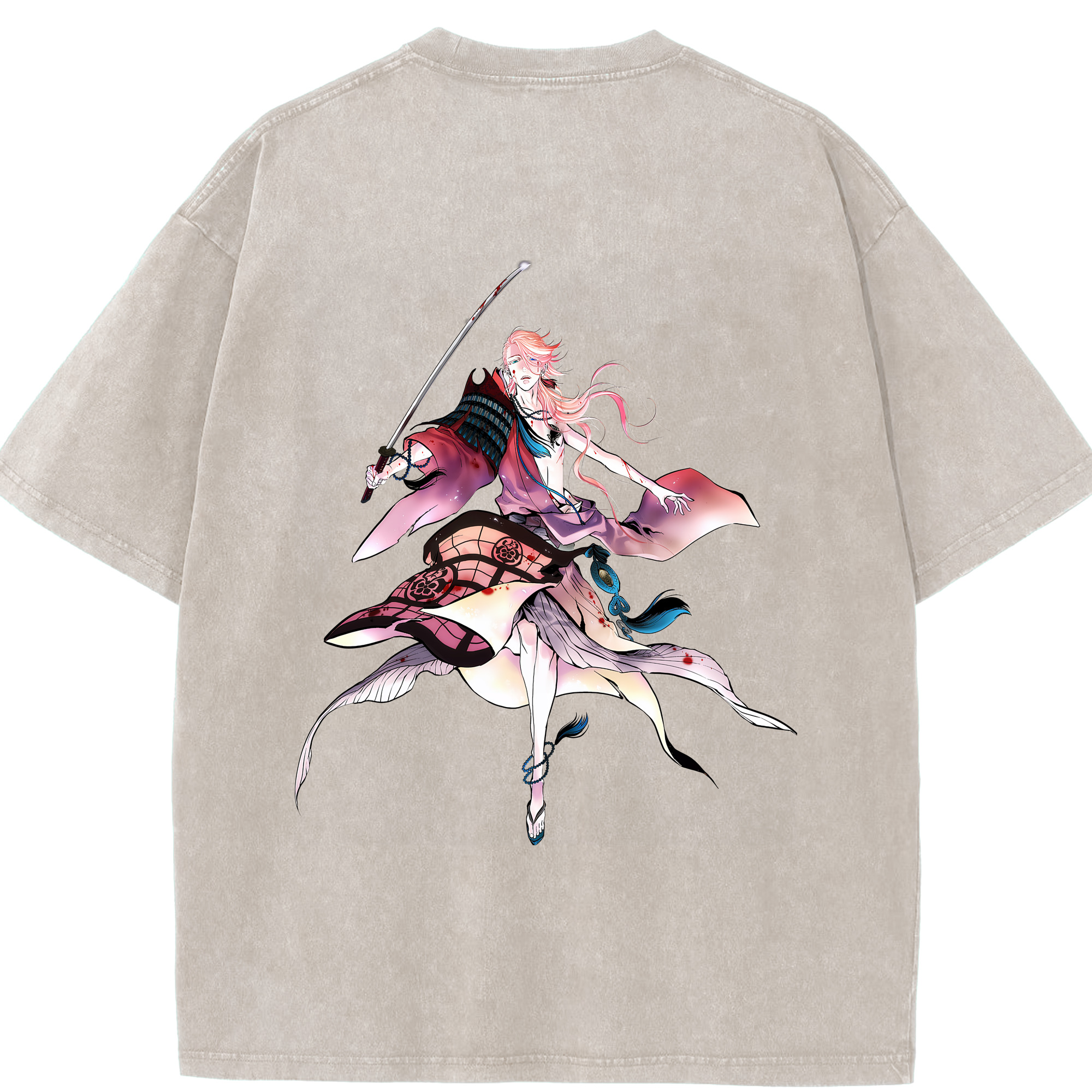 （画像用） 刀剣乱舞 Touken Ranbu 綿100% ヴィンテージ風 半袖Tシャツ（背面プリント）