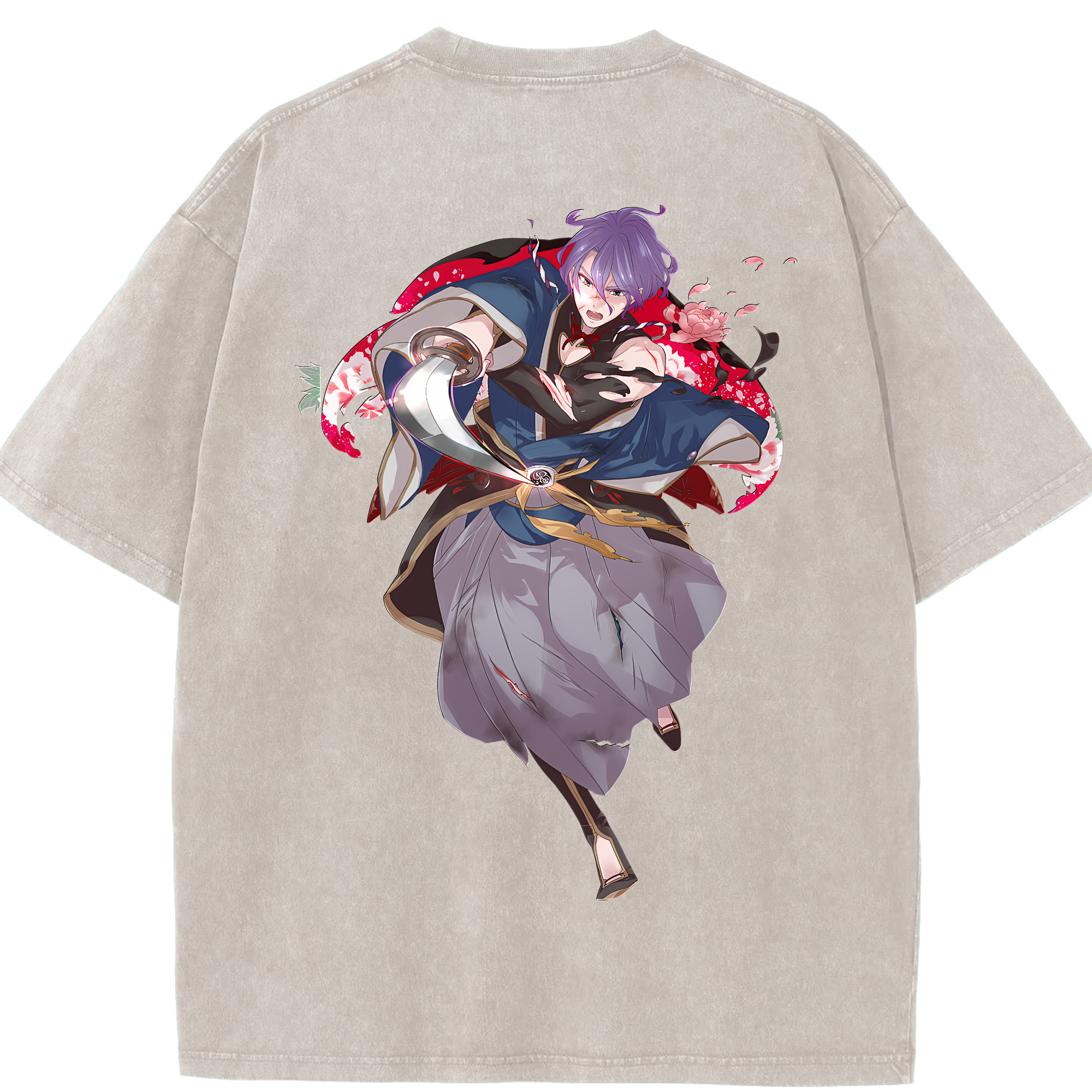（画像用） 刀剣乱舞 Touken Ranbu 綿100% ヴィンテージ風 半袖Tシャツ（背面プリント）