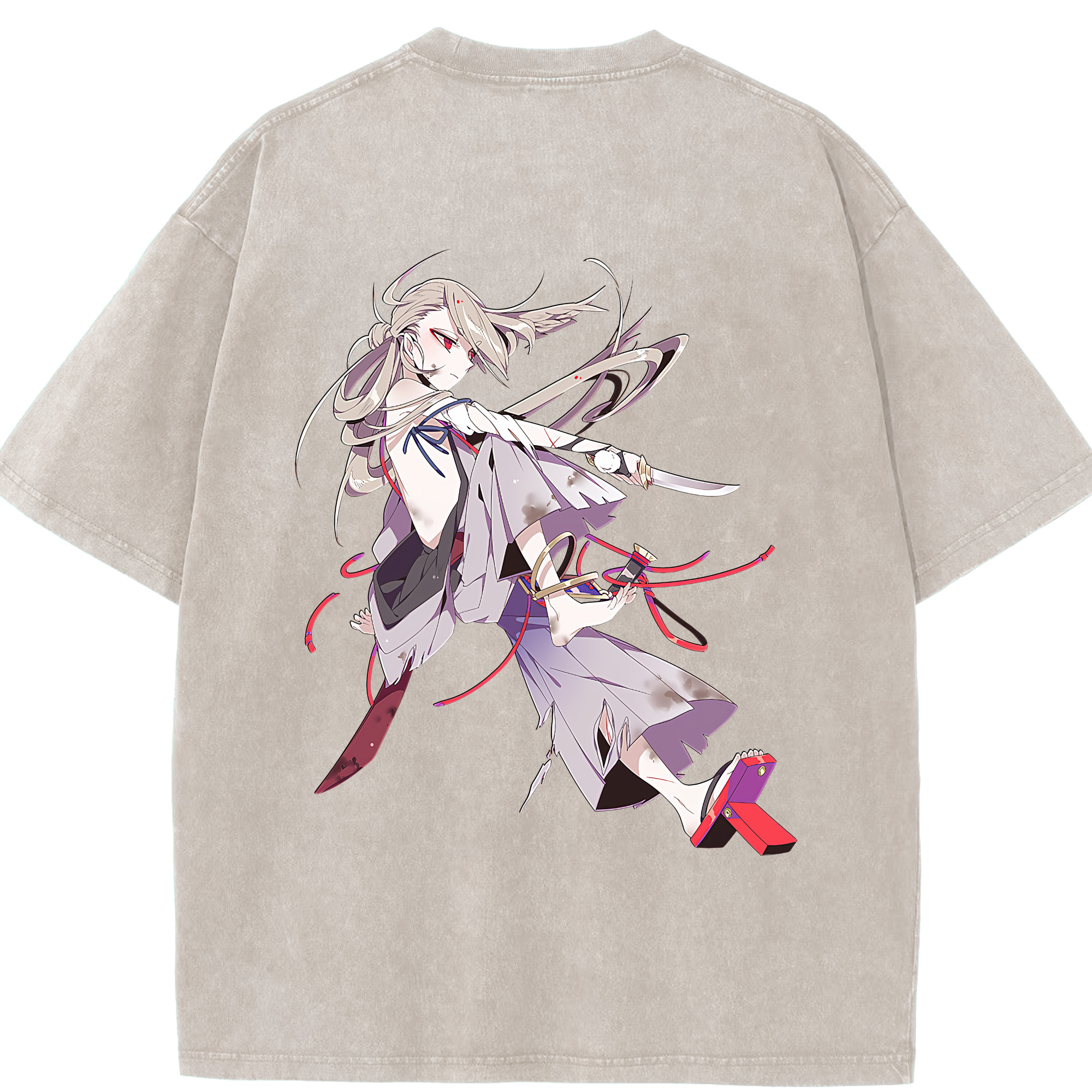 （画像用） 刀剣乱舞 Touken Ranbu 綿100% ヴィンテージ風 半袖Tシャツ（背面プリント）