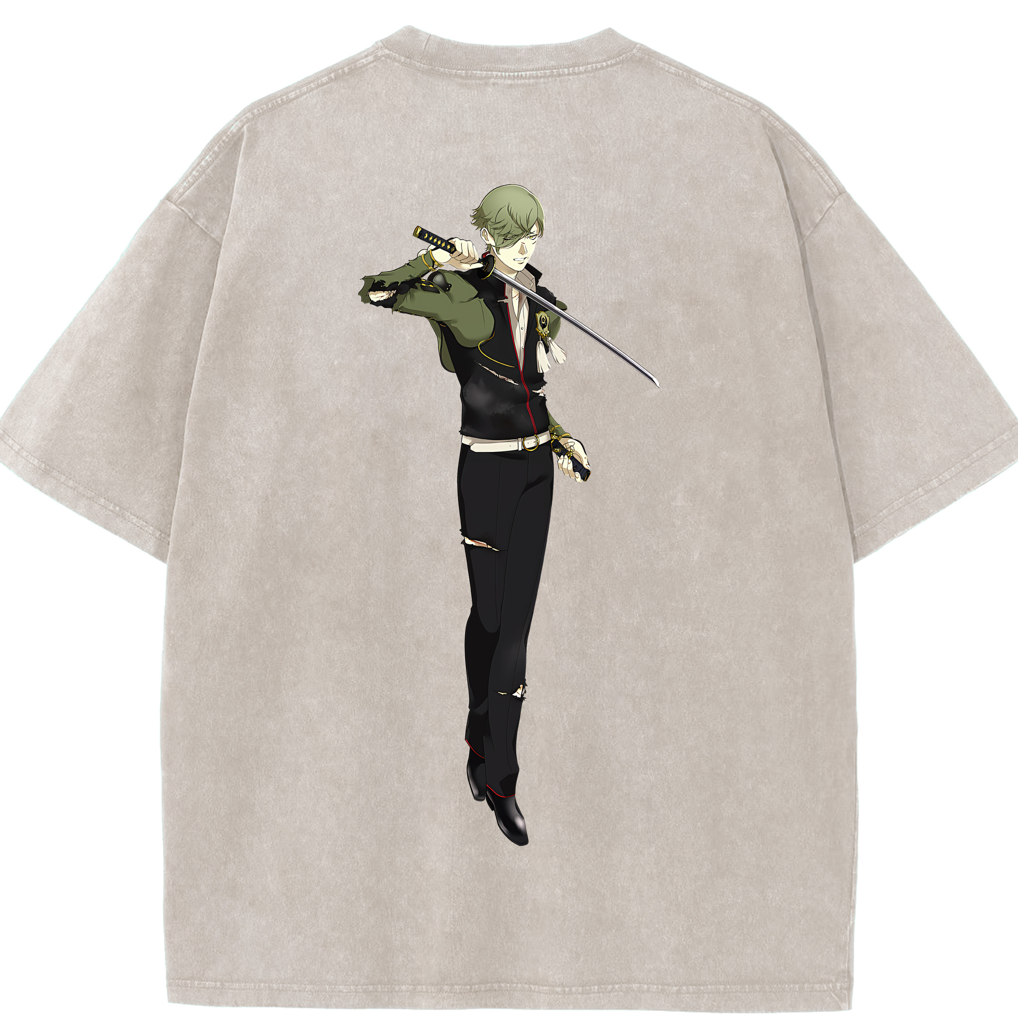 （画像用） 刀剣乱舞 Touken Ranbu 綿100% ヴィンテージ風 半袖Tシャツ（背面プリント）
