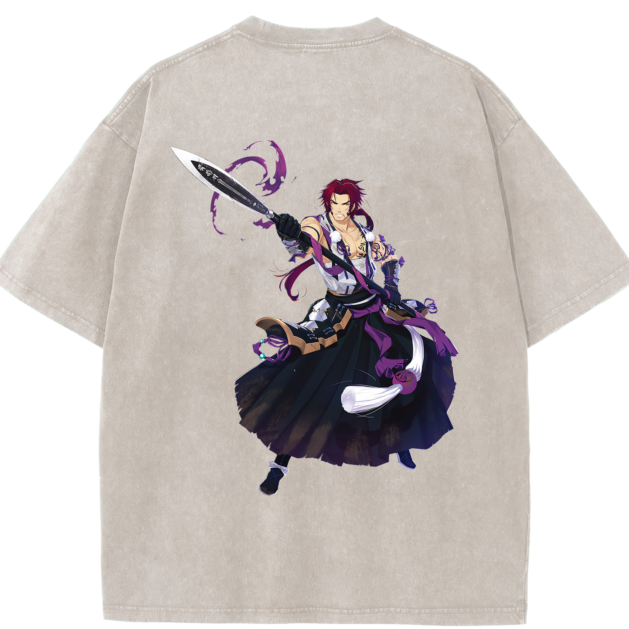 （画像用） 刀剣乱舞 Touken Ranbu 綿100% ヴィンテージ風 半袖Tシャツ（背面プリント）