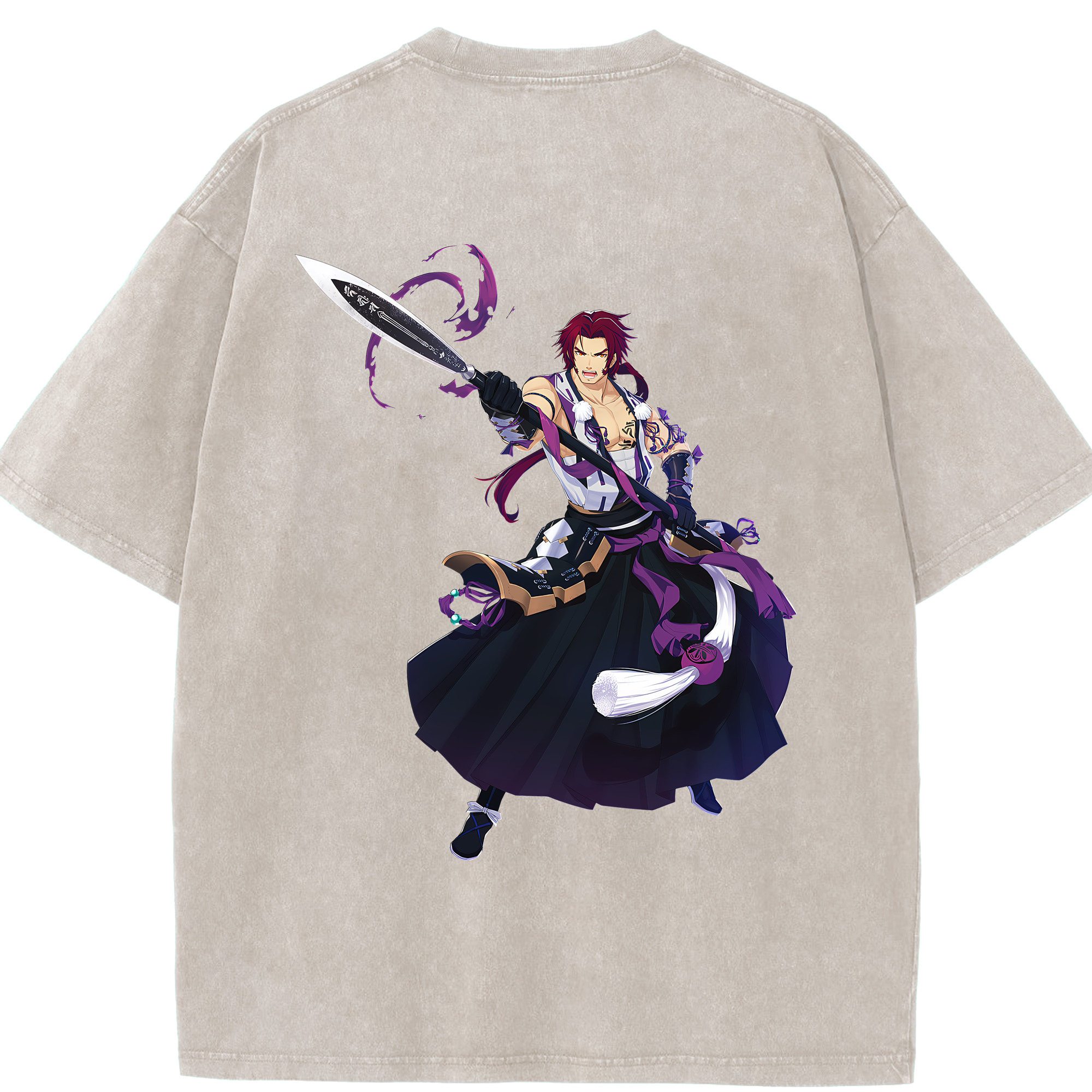 （画像用） 刀剣乱舞 Touken Ranbu 綿100% ヴィンテージ風 半袖Tシャツ（背面プリント）
