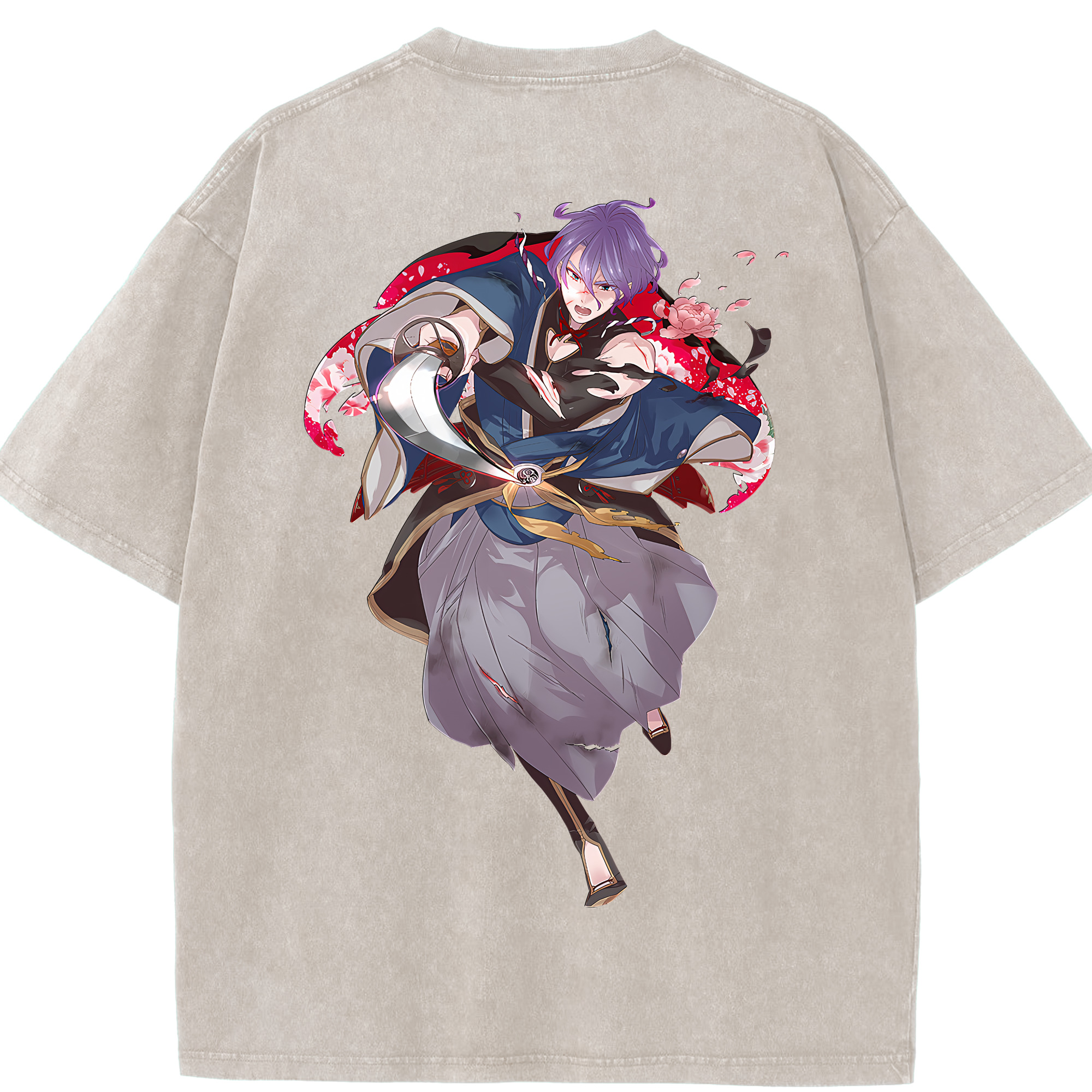 （画像用） 刀剣乱舞 Touken Ranbu 綿100% ヴィンテージ風 半袖Tシャツ（背面プリント）