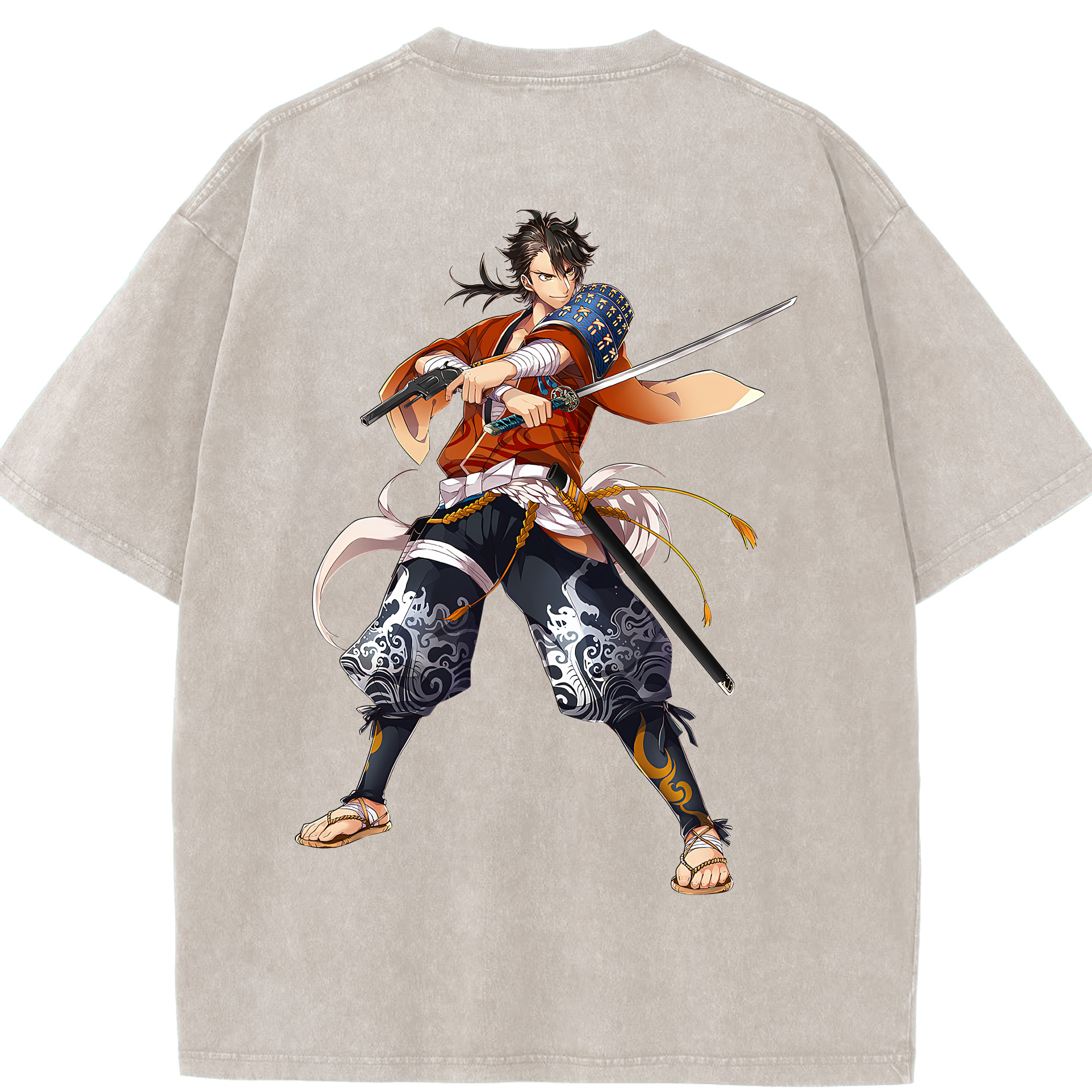 （画像用） 刀剣乱舞 Touken Ranbu 綿100% ヴィンテージ風 半袖Tシャツ（背面プリント）