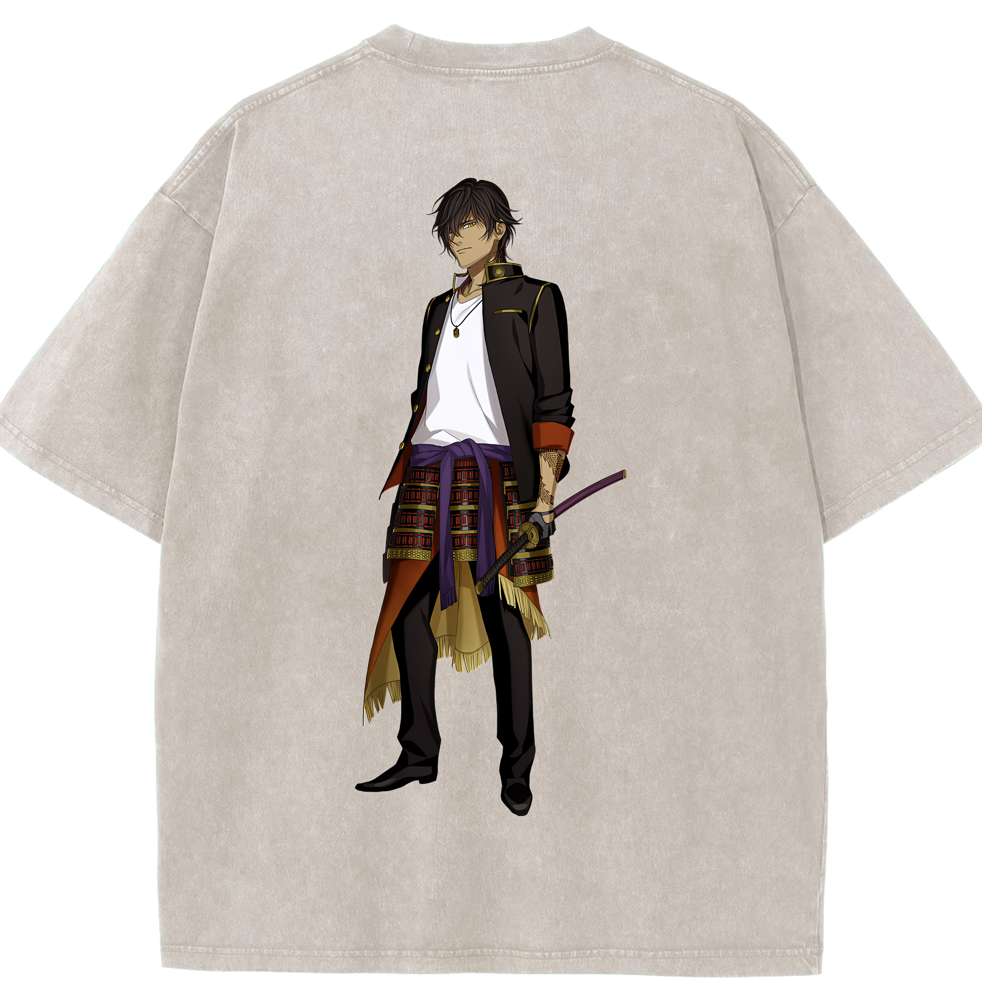 （画像用） 刀剣乱舞 Touken Ranbu 綿100% ヴィンテージ風 半袖Tシャツ（背面プリント）