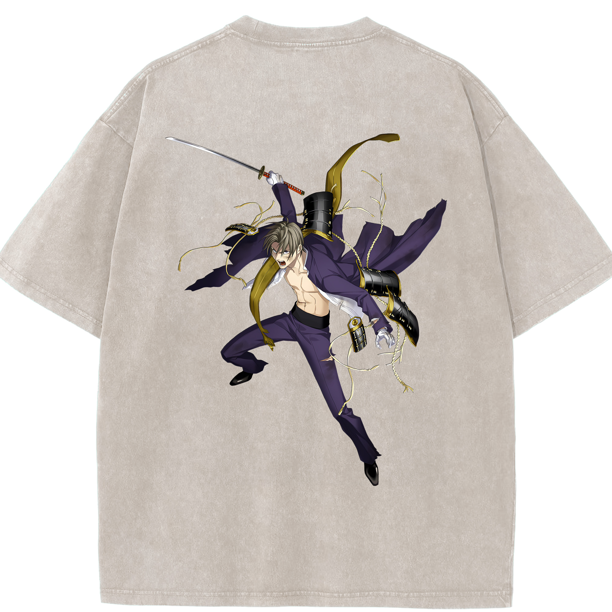 （画像用） 刀剣乱舞 Touken Ranbu 綿100% ヴィンテージ風 半袖Tシャツ（背面プリント）