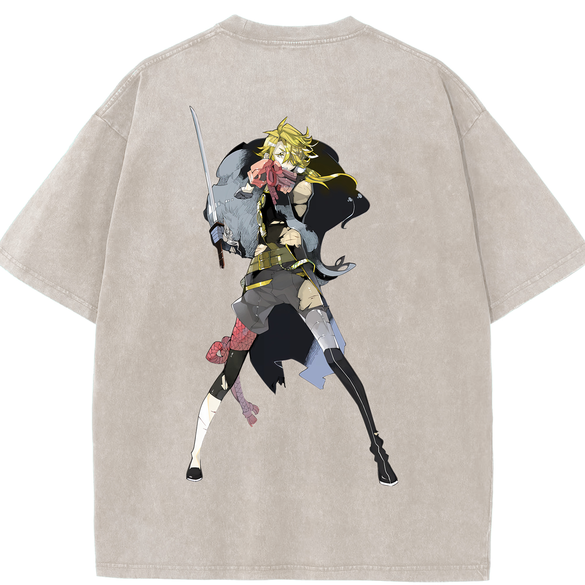 （画像用） 刀剣乱舞 Touken Ranbu 綿100% ヴィンテージ風 半袖Tシャツ（背面プリント）