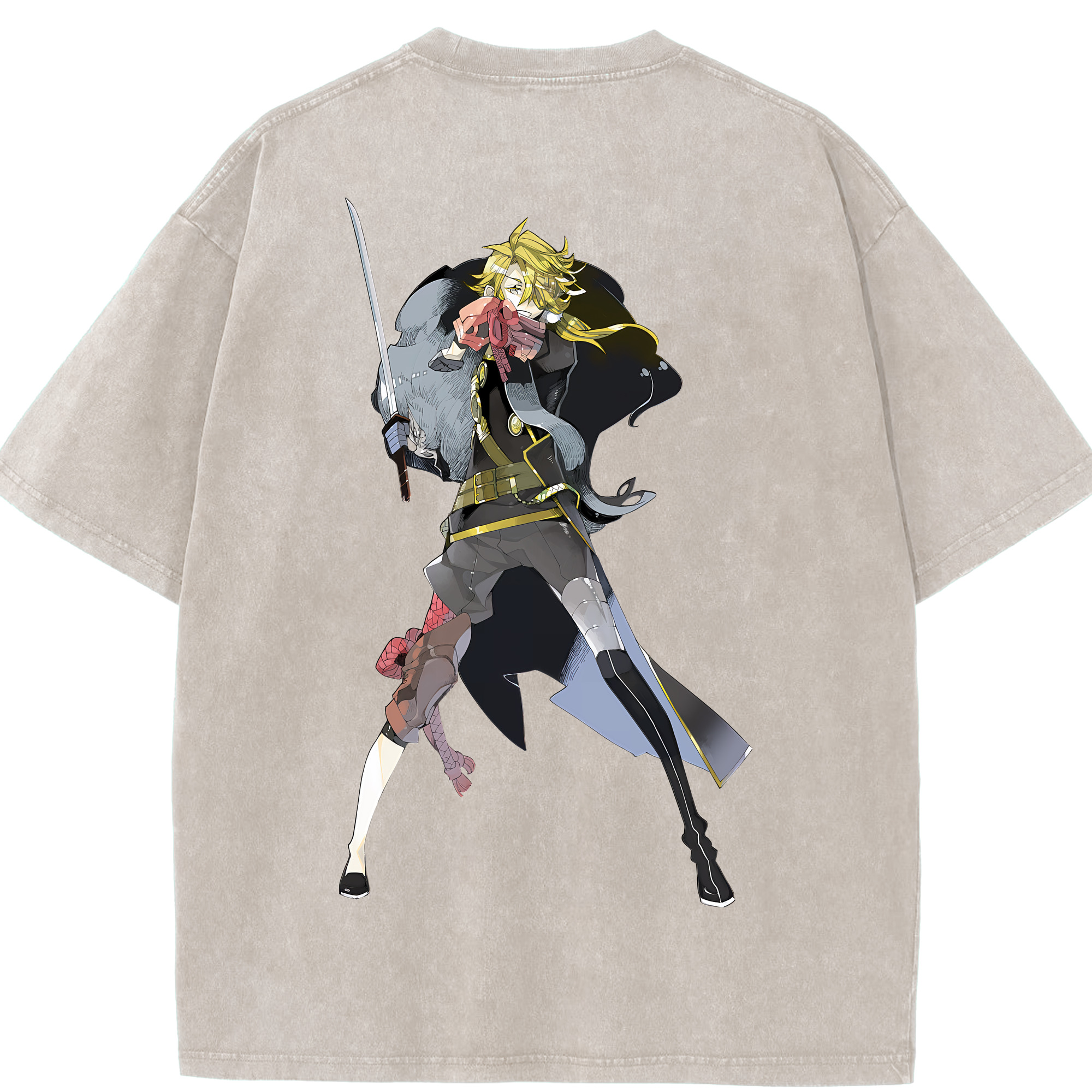 （画像用） 刀剣乱舞 Touken Ranbu 綿100% ヴィンテージ風 半袖Tシャツ（背面プリント）