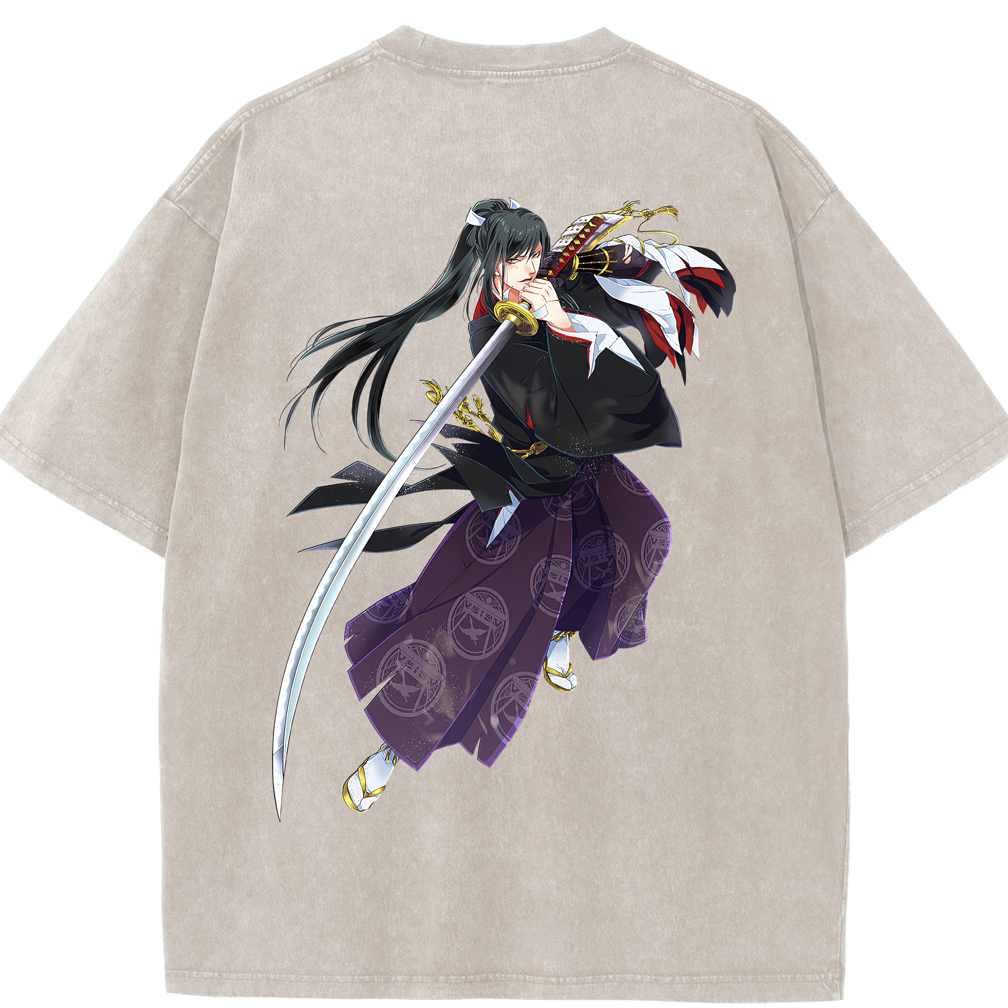 （画像用） 刀剣乱舞 Touken Ranbu 綿100% ヴィンテージ風 半袖Tシャツ（背面プリント）