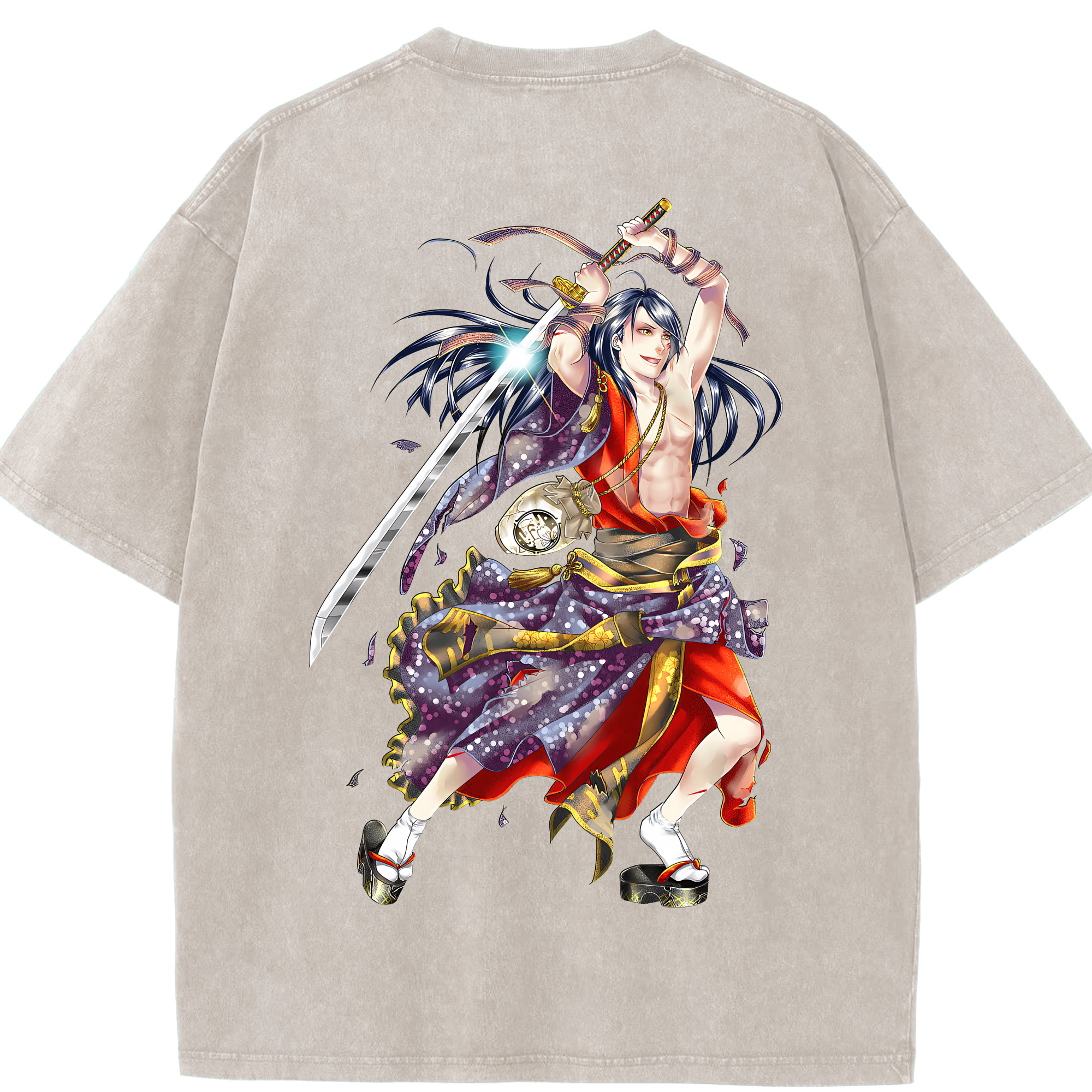 （画像用） 刀剣乱舞 Touken Ranbu 綿100% ヴィンテージ風 半袖Tシャツ（背面プリント）