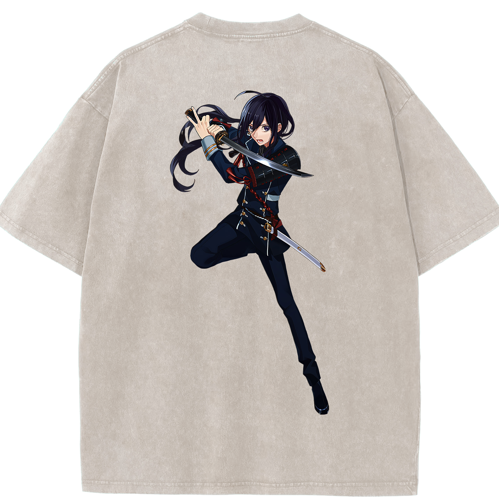 （画像用） 刀剣乱舞 Touken Ranbu 綿100% ヴィンテージ風 半袖Tシャツ（背面プリント）