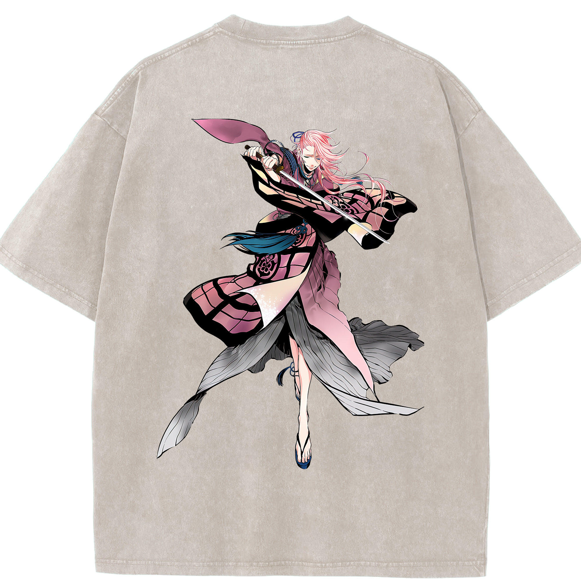 （画像用） 刀剣乱舞 Touken Ranbu 綿100% ヴィンテージ風 半袖Tシャツ（背面プリント）