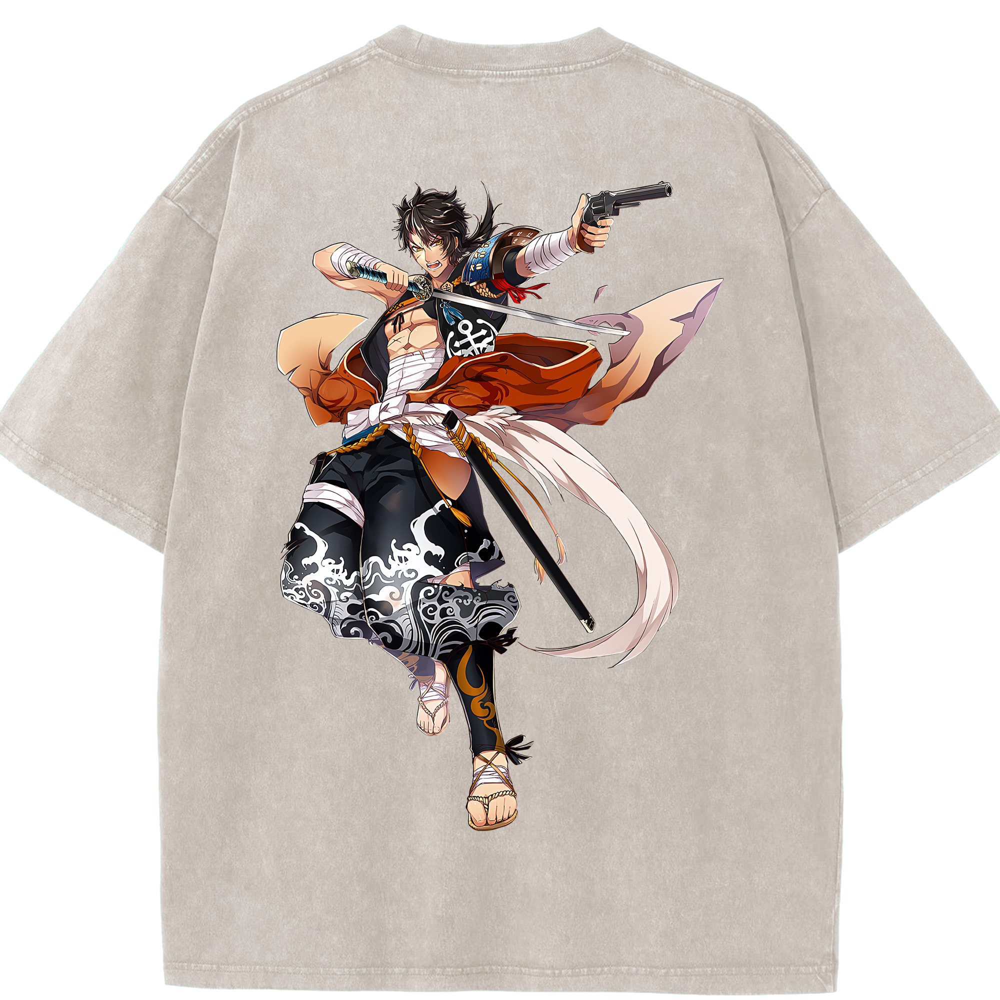 （画像用） 刀剣乱舞 Touken Ranbu 綿100% ヴィンテージ風 半袖Tシャツ（背面プリント）