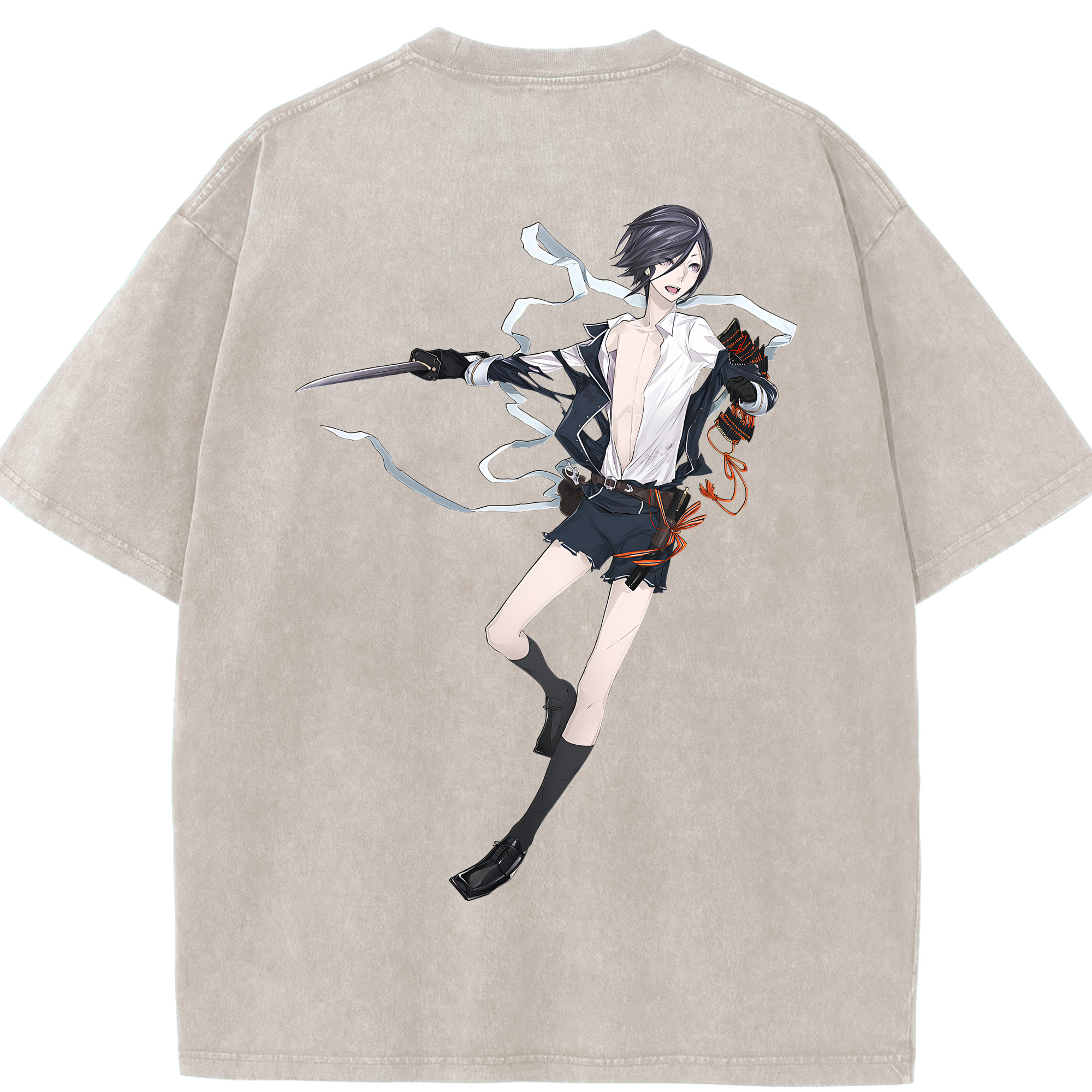 （画像用） 刀剣乱舞 Touken Ranbu 綿100% ヴィンテージ風 半袖Tシャツ（背面プリント）