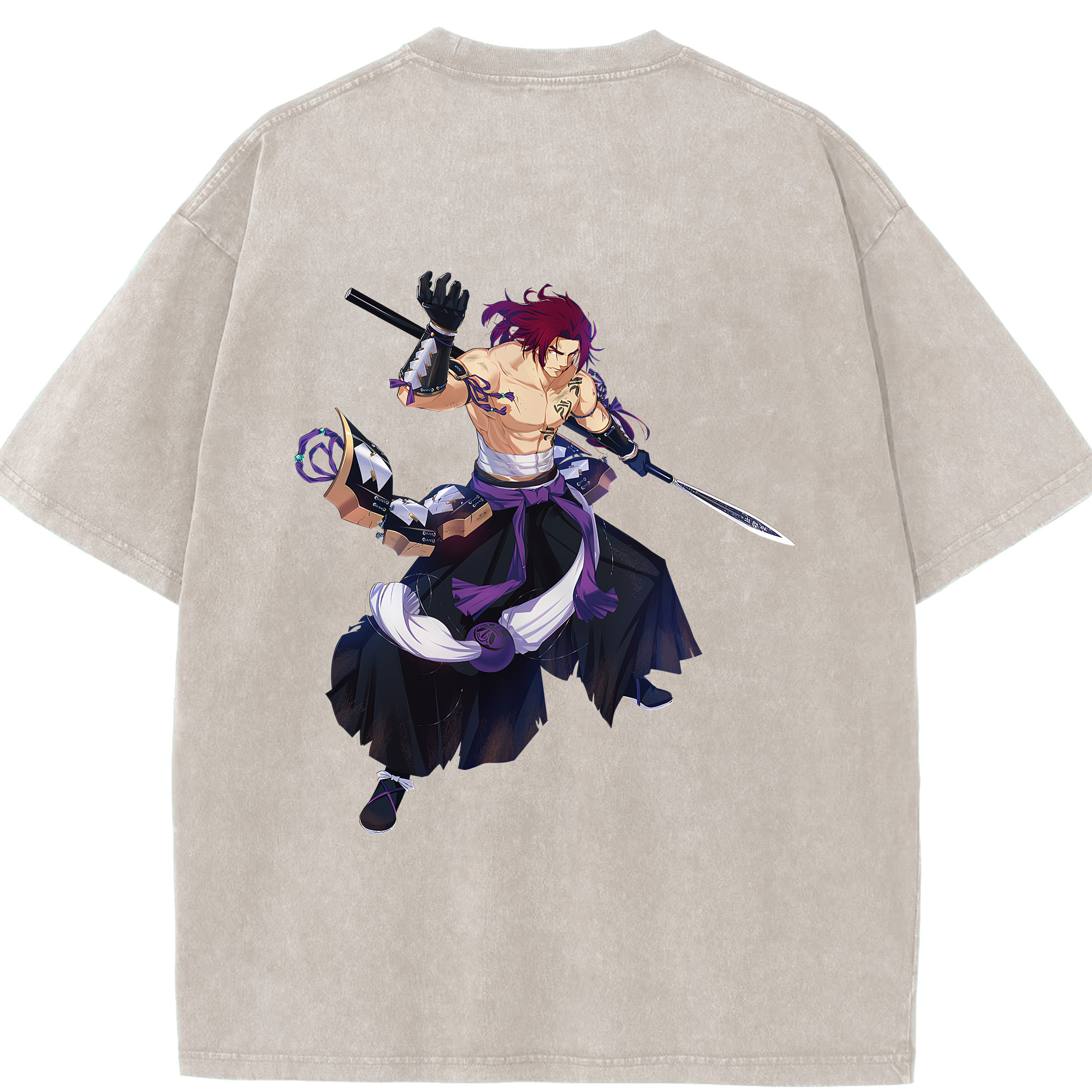 （画像用） 刀剣乱舞 Touken Ranbu 綿100% ヴィンテージ風 半袖Tシャツ（背面プリント）