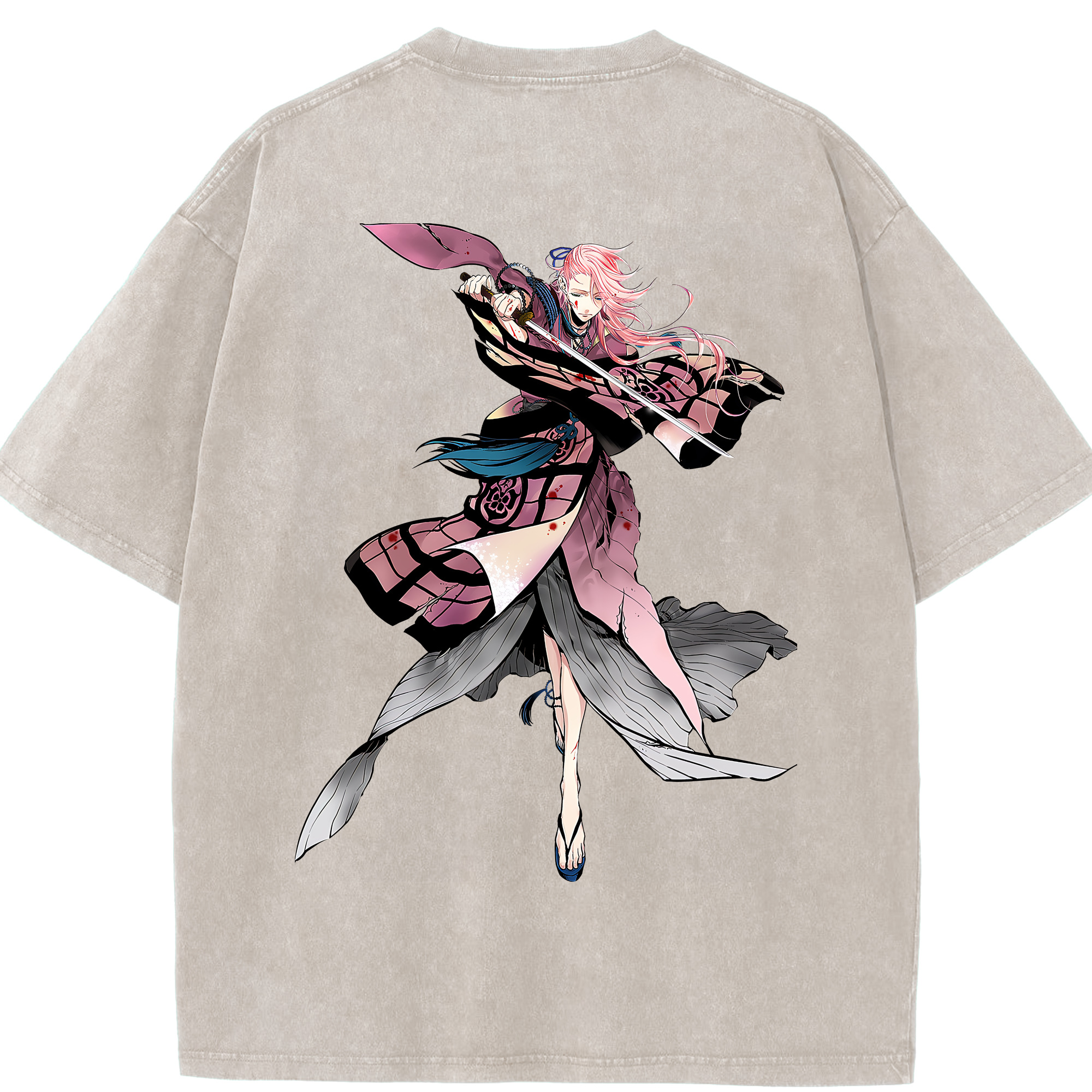 （画像用） 刀剣乱舞 Touken Ranbu 綿100% ヴィンテージ風 半袖Tシャツ（背面プリント）