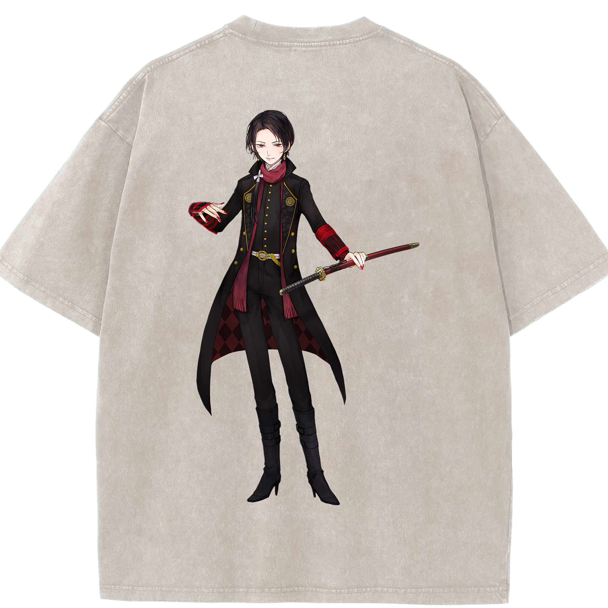 （画像用） 刀剣乱舞 Touken Ranbu 綿100% ヴィンテージ風 半袖Tシャツ（背面プリント）