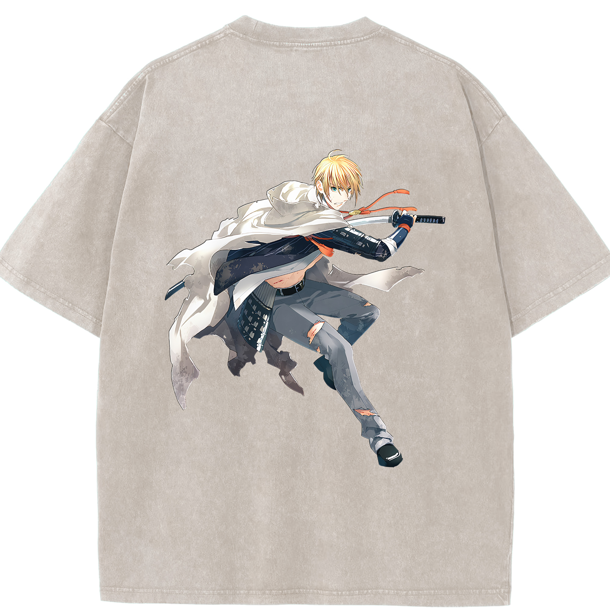 （画像用） 刀剣乱舞 Touken Ranbu 綿100% ヴィンテージ風 半袖Tシャツ（背面プリント）