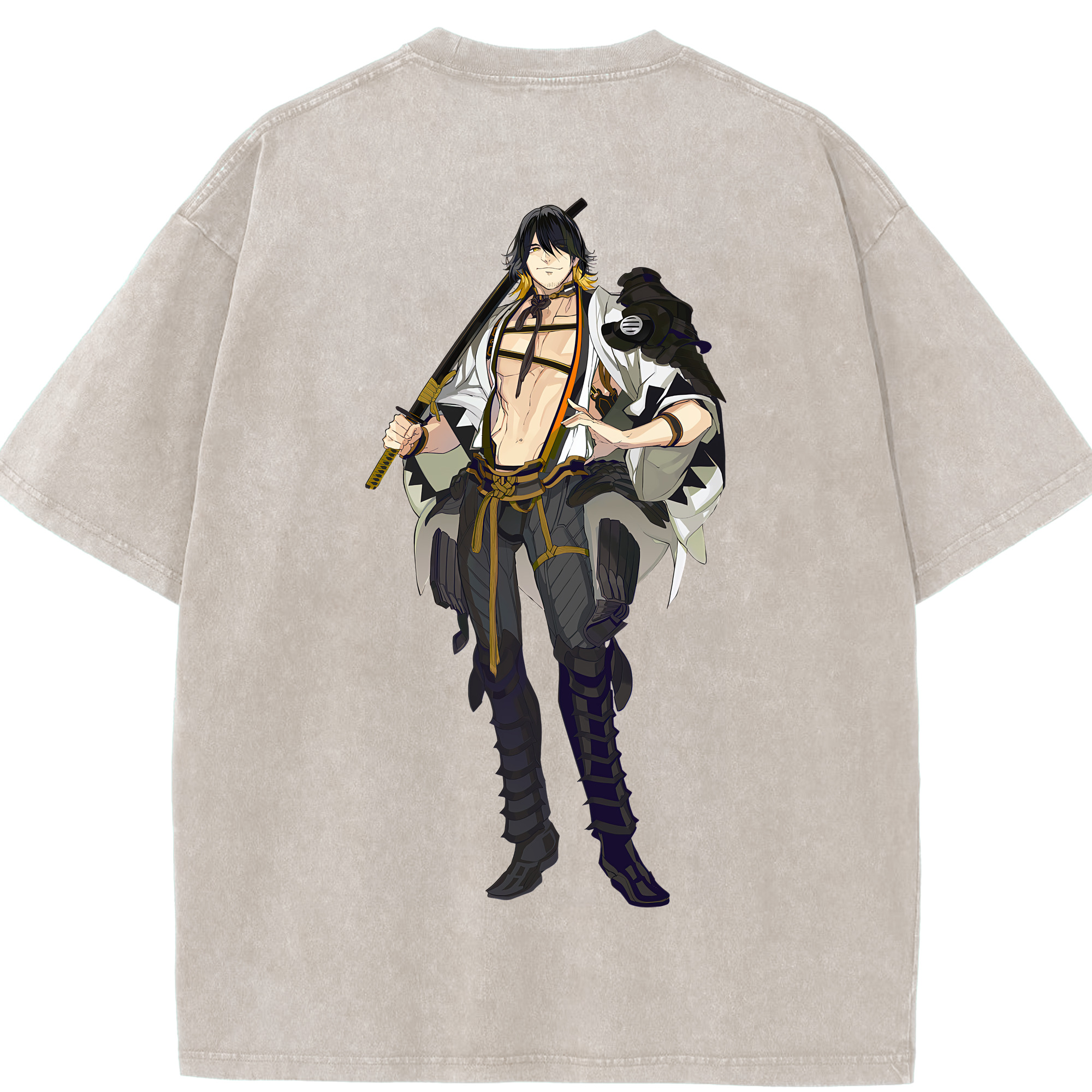 （画像用） 刀剣乱舞 Touken Ranbu 綿100% ヴィンテージ風 半袖Tシャツ（背面プリント）