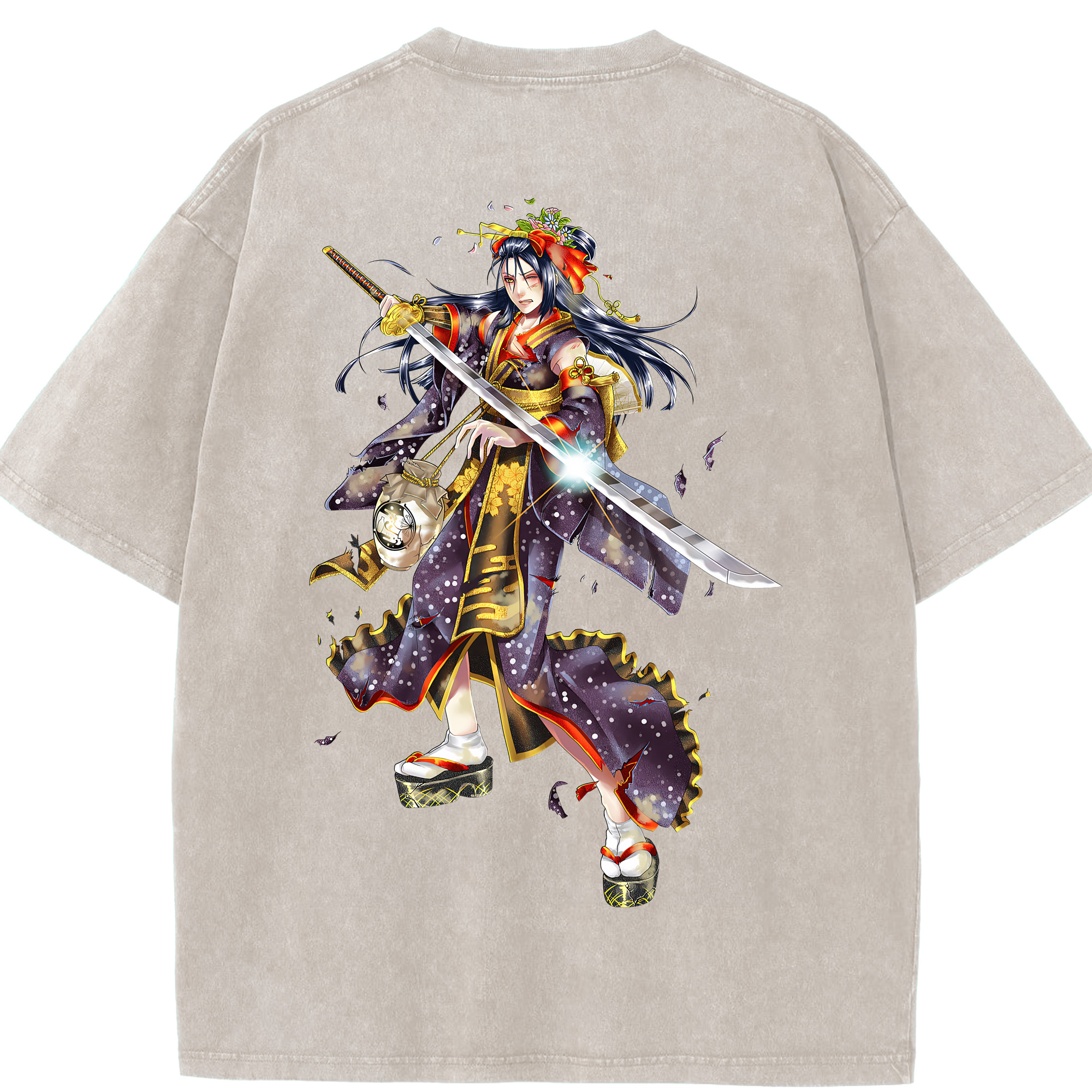 （画像用） 刀剣乱舞 Touken Ranbu 綿100% ヴィンテージ風 半袖Tシャツ（背面プリント）