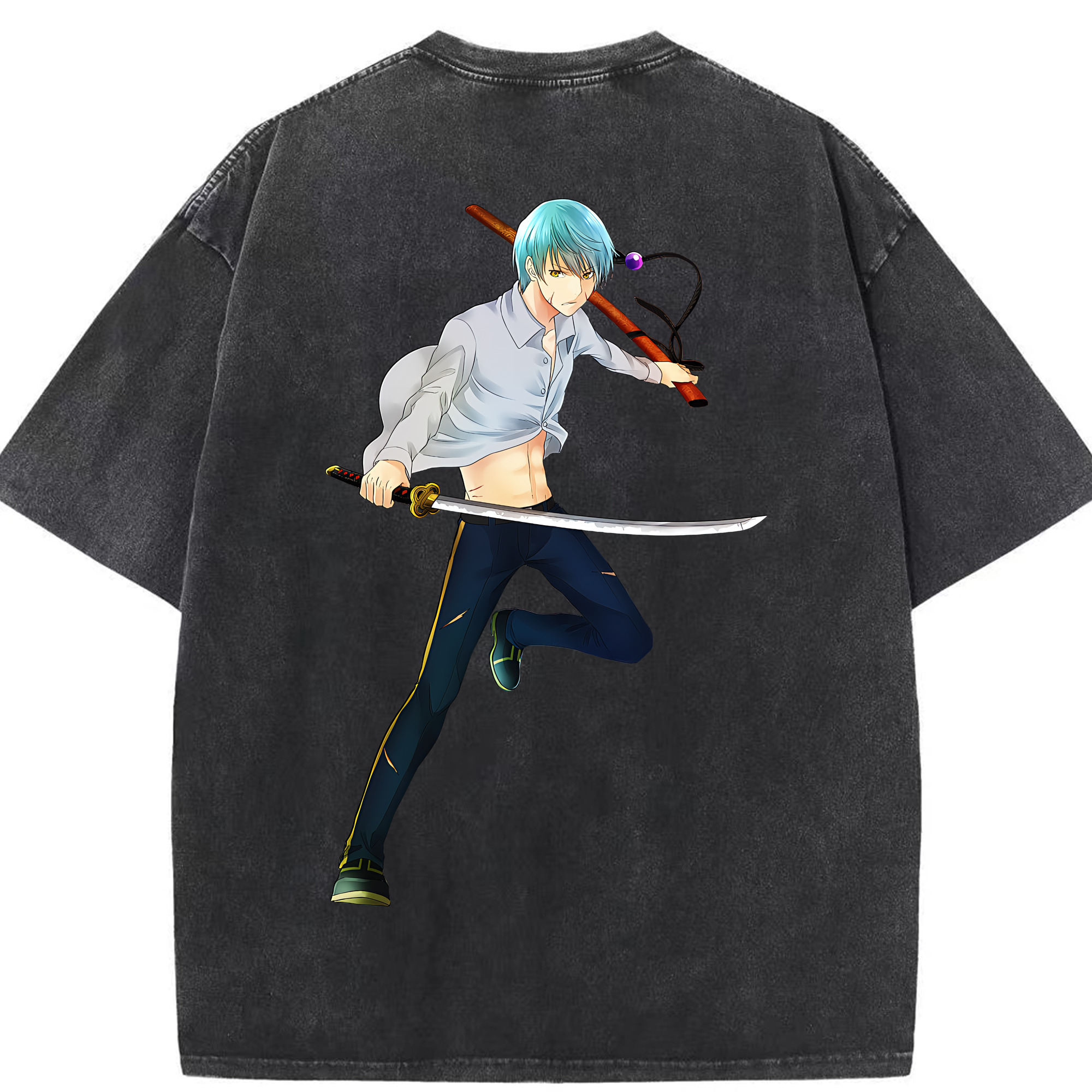 （画像用） 刀剣乱舞 Touken Ranbu 綿100% ヴィンテージ風 半袖Tシャツ（背面プリント）