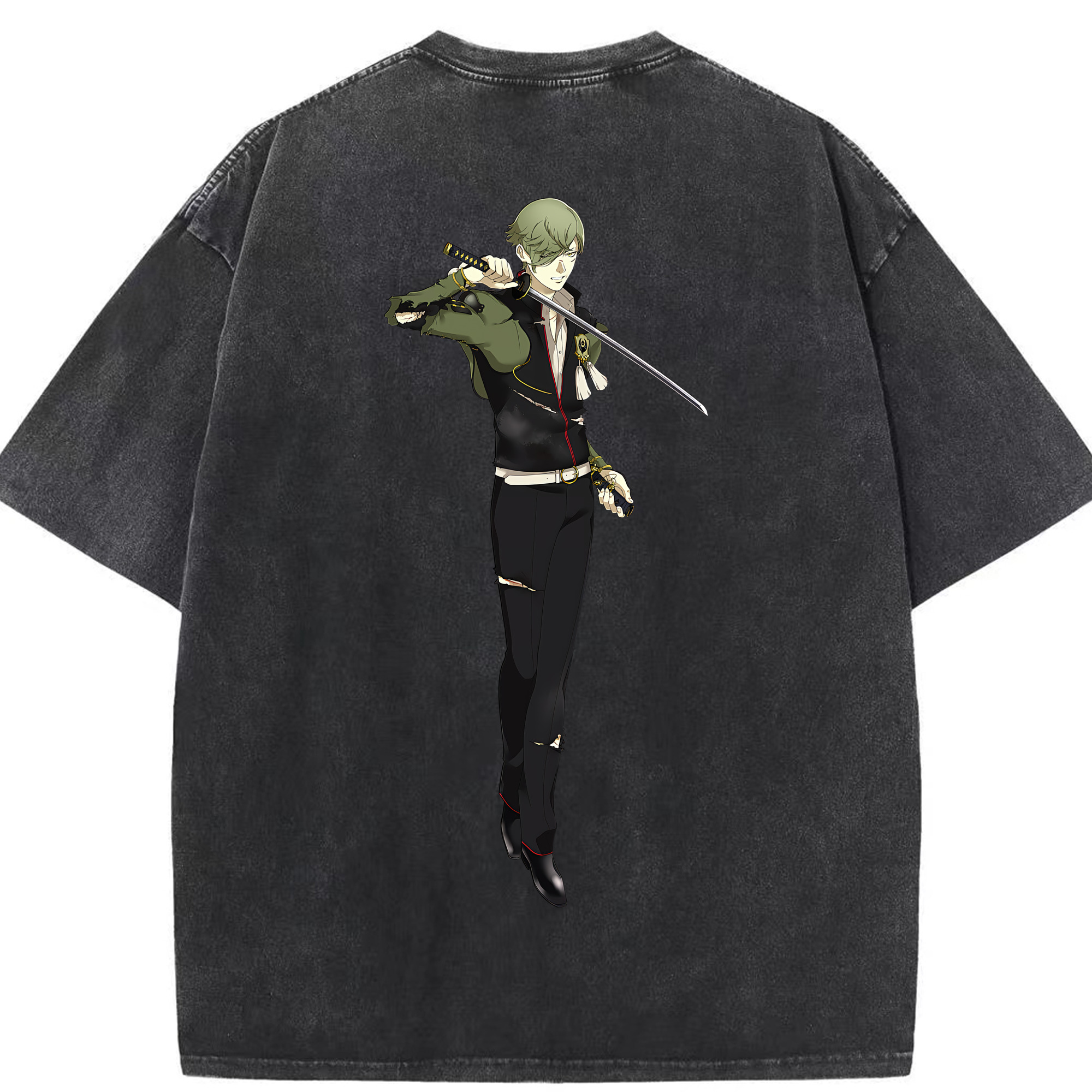 （画像用） 刀剣乱舞 Touken Ranbu 綿100% ヴィンテージ風 半袖Tシャツ（背面プリント）