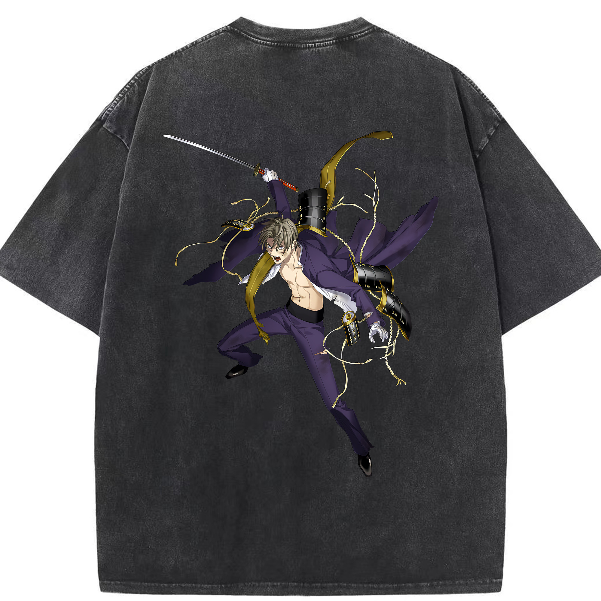 （画像用） 刀剣乱舞 Touken Ranbu 綿100% ヴィンテージ風 半袖Tシャツ（背面プリント）