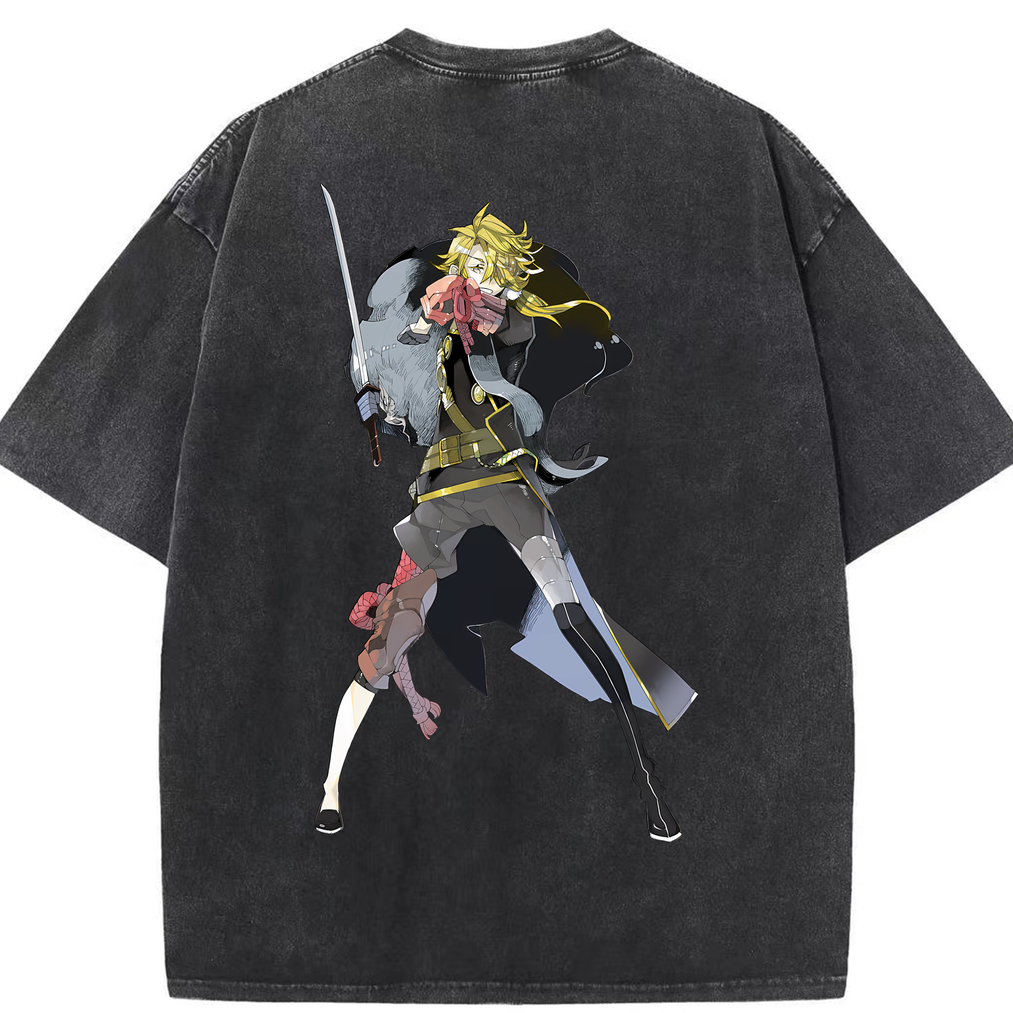 （画像用） 刀剣乱舞 Touken Ranbu 綿100% ヴィンテージ風 半袖Tシャツ（背面プリント）