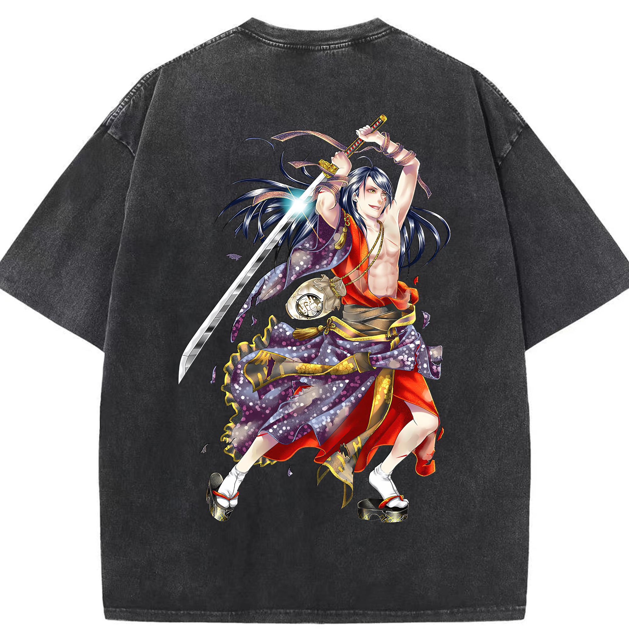 （画像用） 刀剣乱舞 Touken Ranbu 綿100% ヴィンテージ風 半袖Tシャツ（背面プリント）