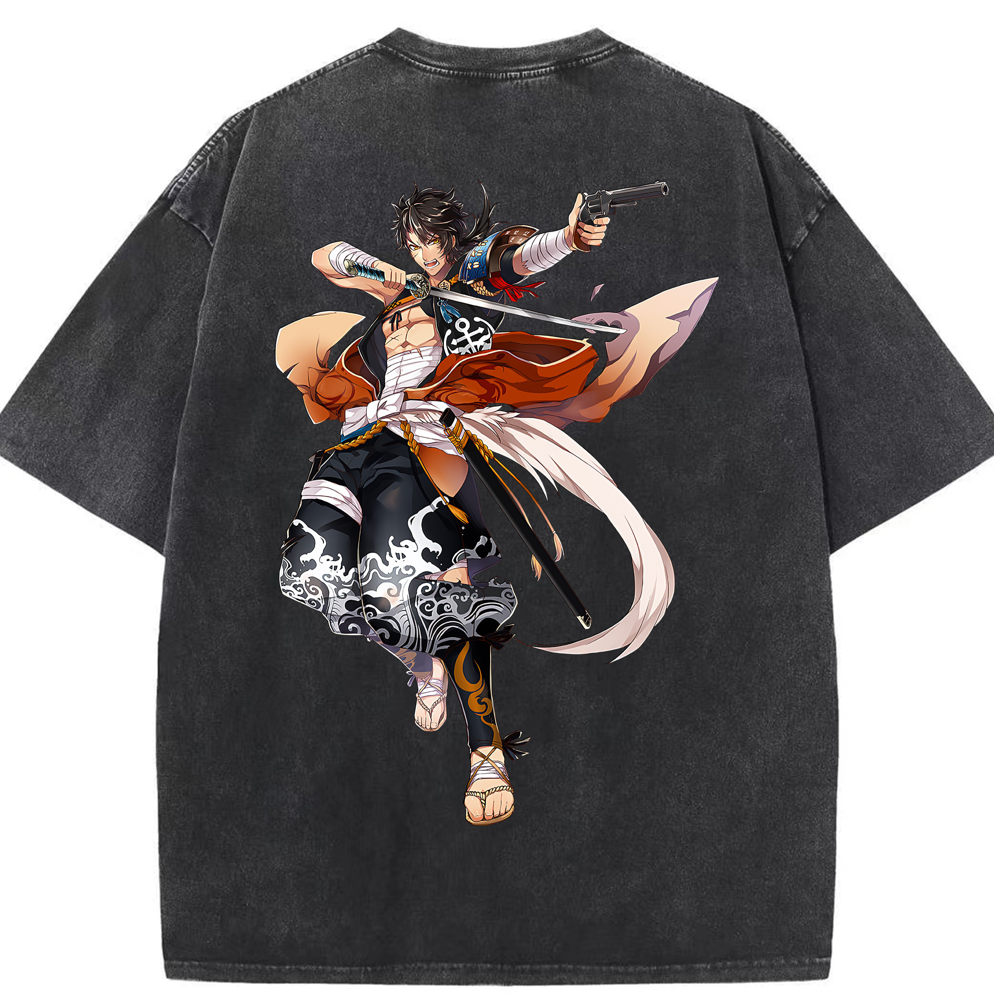 （画像用） 刀剣乱舞 Touken Ranbu 綿100% ヴィンテージ風 半袖Tシャツ（背面プリント）
