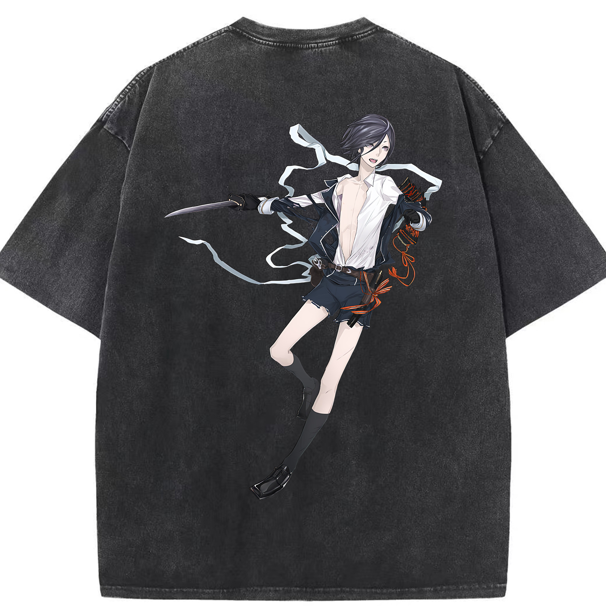 （画像用） 刀剣乱舞 Touken Ranbu 綿100% ヴィンテージ風 半袖Tシャツ（背面プリント）