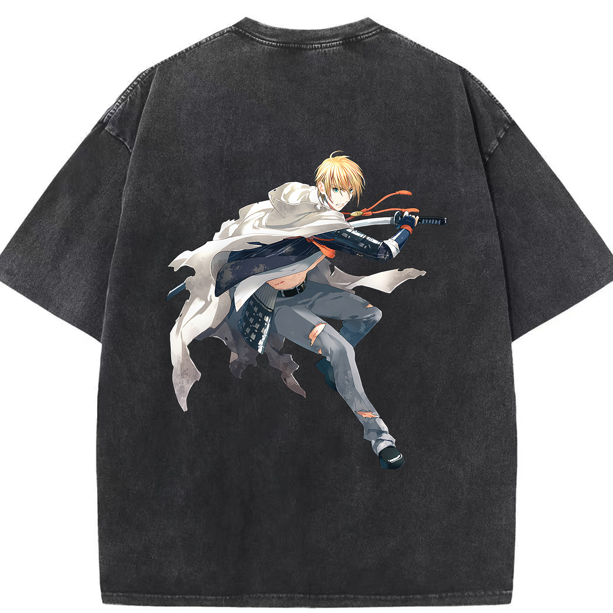 （画像用） 刀剣乱舞 Touken Ranbu 綿100% ヴィンテージ風 半袖Tシャツ（背面プリント）