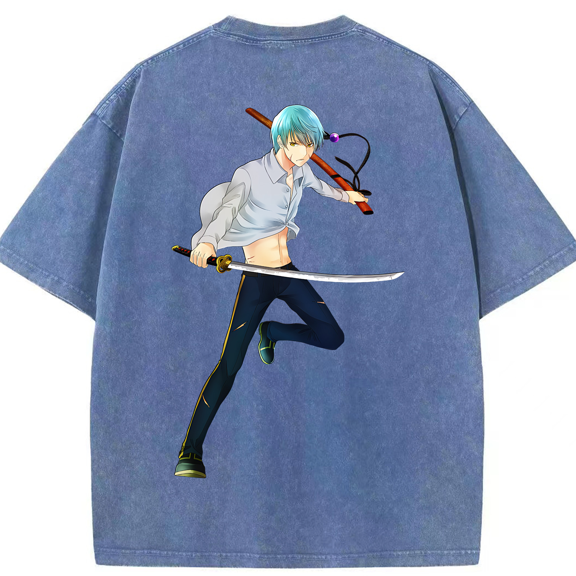 （画像用） 刀剣乱舞 Touken Ranbu 綿100% ヴィンテージ風 半袖Tシャツ（背面プリント）