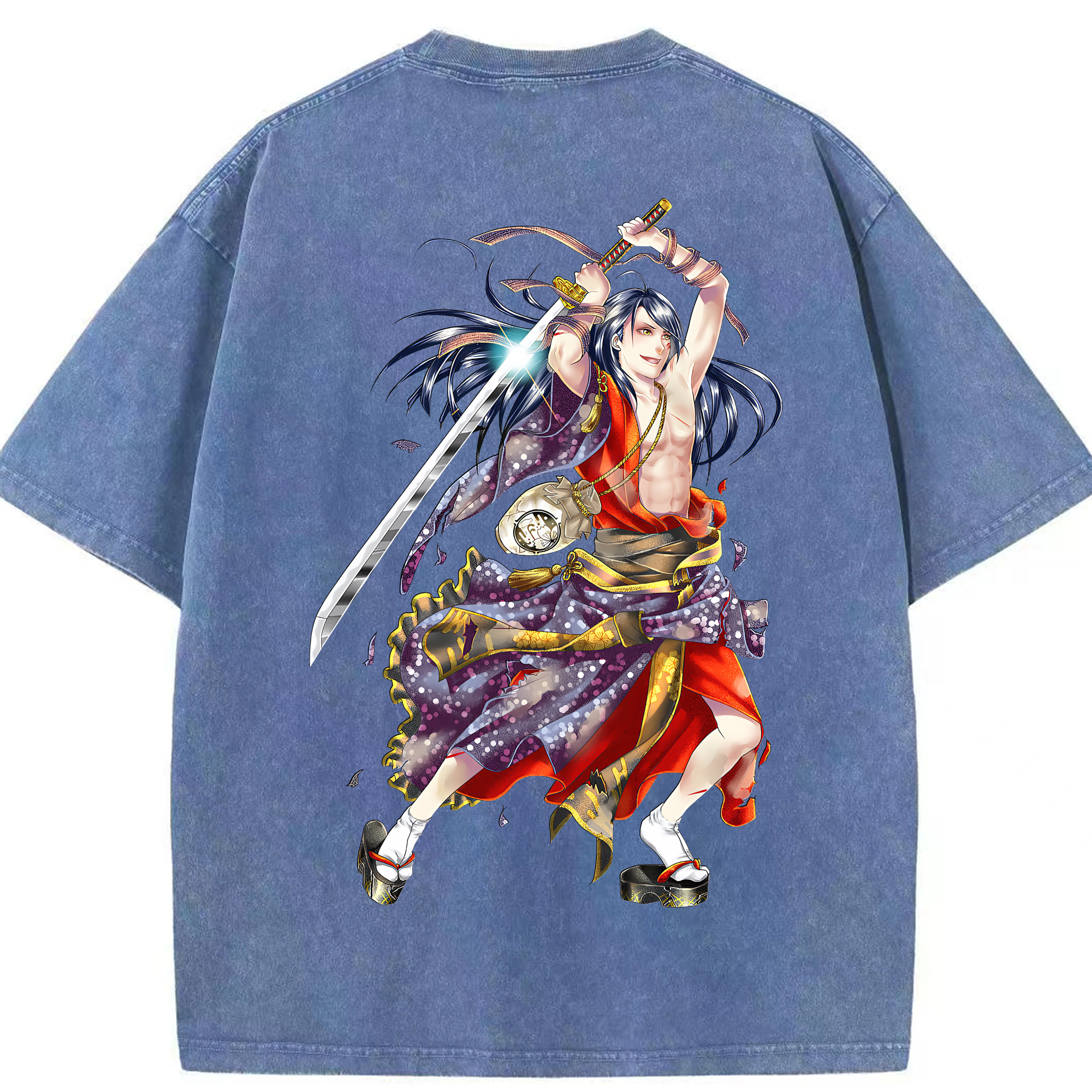 （画像用） 刀剣乱舞 Touken Ranbu 綿100% ヴィンテージ風 半袖Tシャツ（背面プリント）
