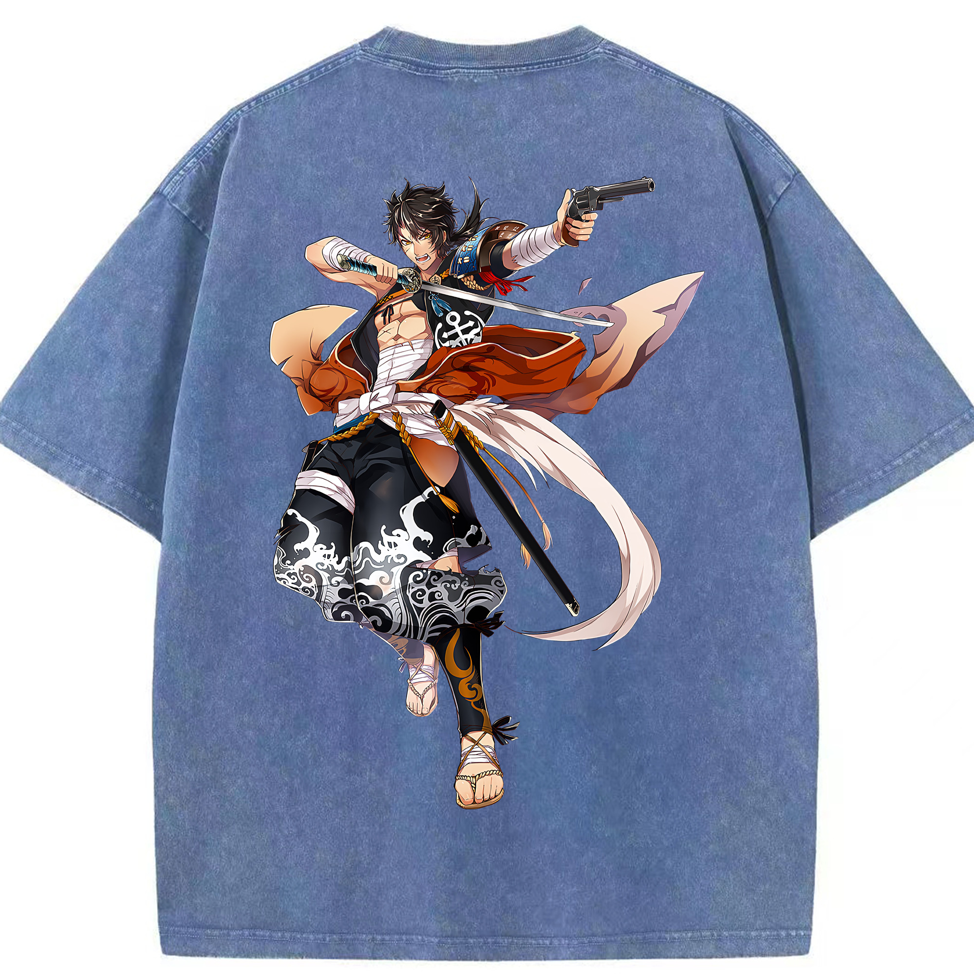 （画像用） 刀剣乱舞 Touken Ranbu 綿100% ヴィンテージ風 半袖Tシャツ（背面プリント）