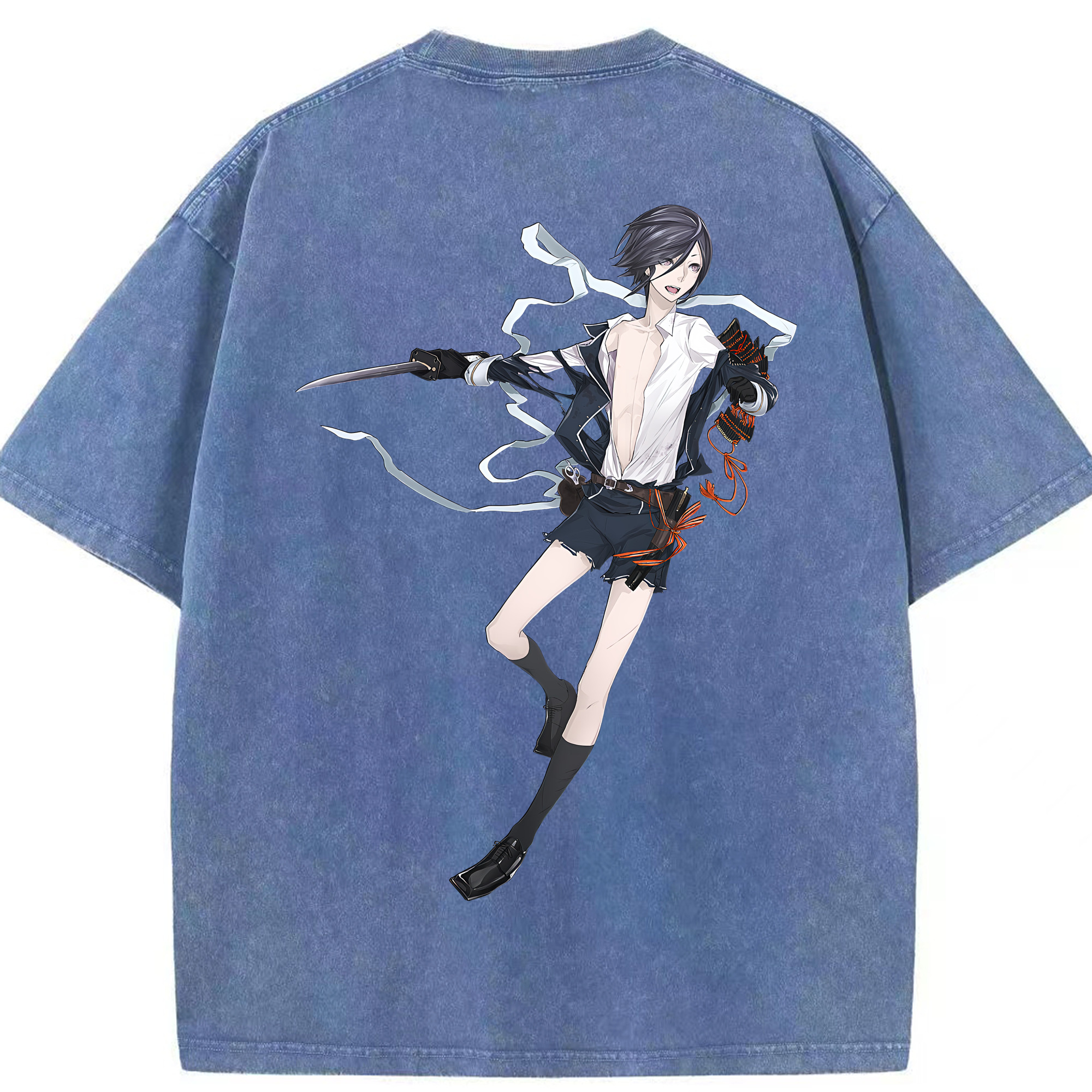 （画像用） 刀剣乱舞 Touken Ranbu 綿100% ヴィンテージ風 半袖Tシャツ（背面プリント）