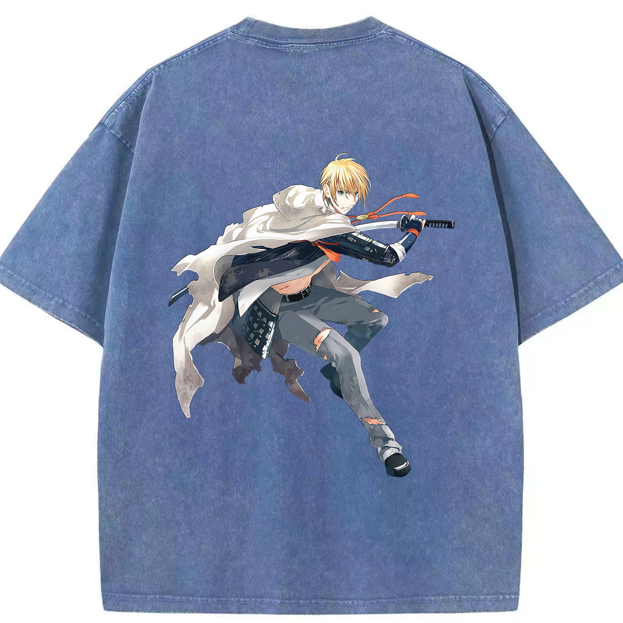 （画像用） 刀剣乱舞 Touken Ranbu 綿100% ヴィンテージ風 半袖Tシャツ（背面プリント）