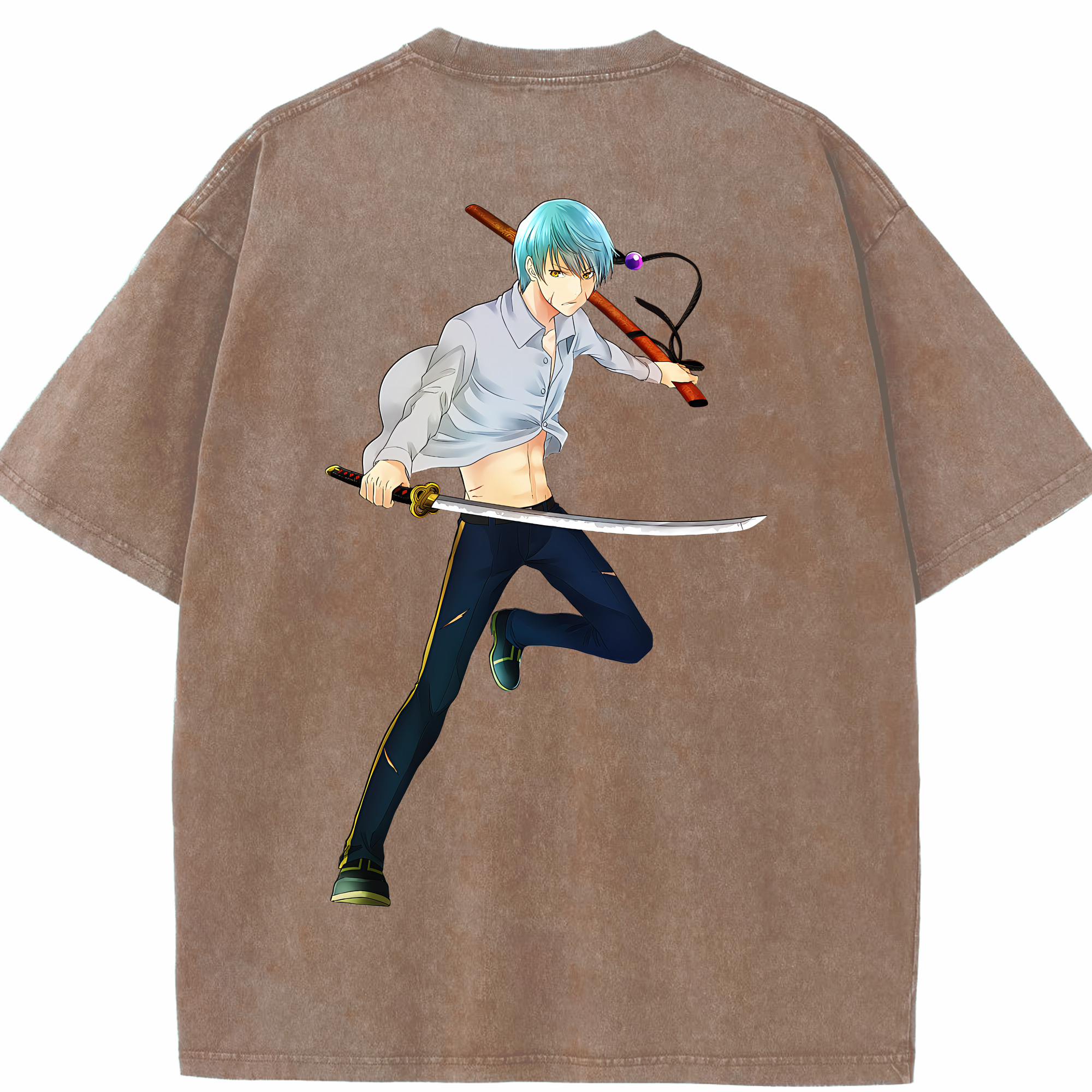 （画像用） 刀剣乱舞 Touken Ranbu 綿100% ヴィンテージ風 半袖Tシャツ（背面プリント）