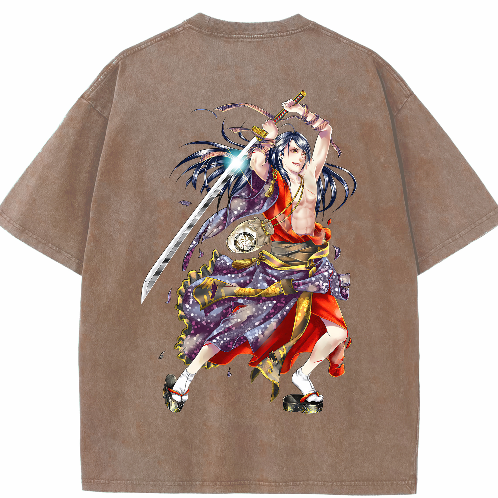 （画像用） 刀剣乱舞 Touken Ranbu 綿100% ヴィンテージ風 半袖Tシャツ（背面プリント）