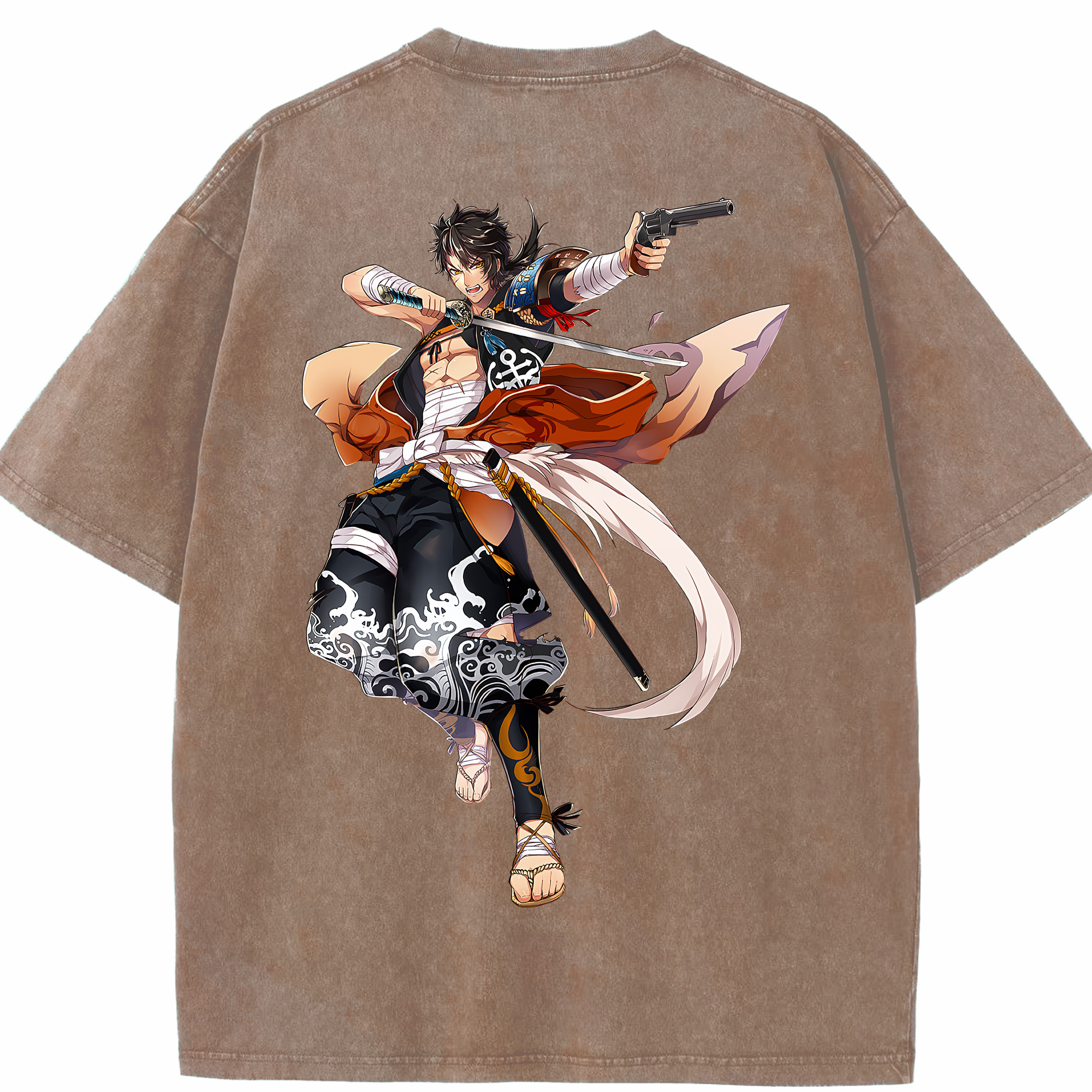（画像用） 刀剣乱舞 Touken Ranbu 綿100% ヴィンテージ風 半袖Tシャツ（背面プリント）