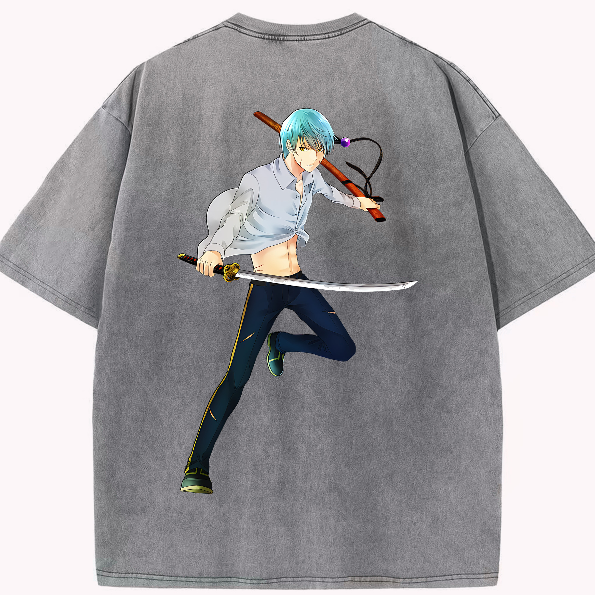 （画像用） 刀剣乱舞 Touken Ranbu 綿100% ヴィンテージ風 半袖Tシャツ（背面プリント）