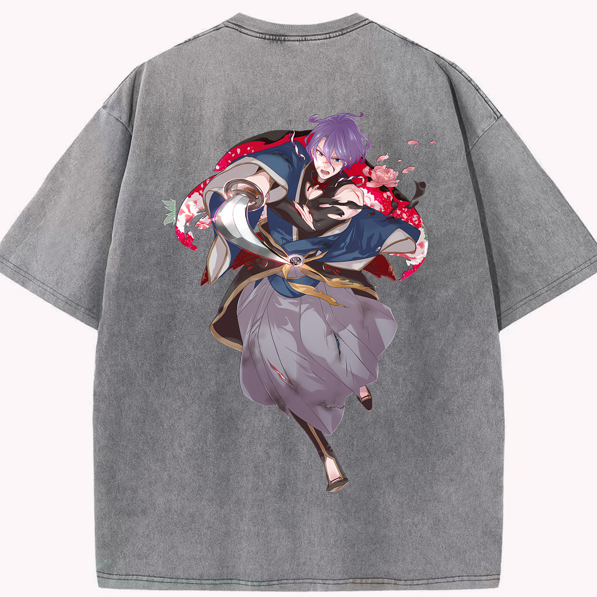 （画像用） 刀剣乱舞 Touken Ranbu 綿100% ヴィンテージ風 半袖Tシャツ（背面プリント）