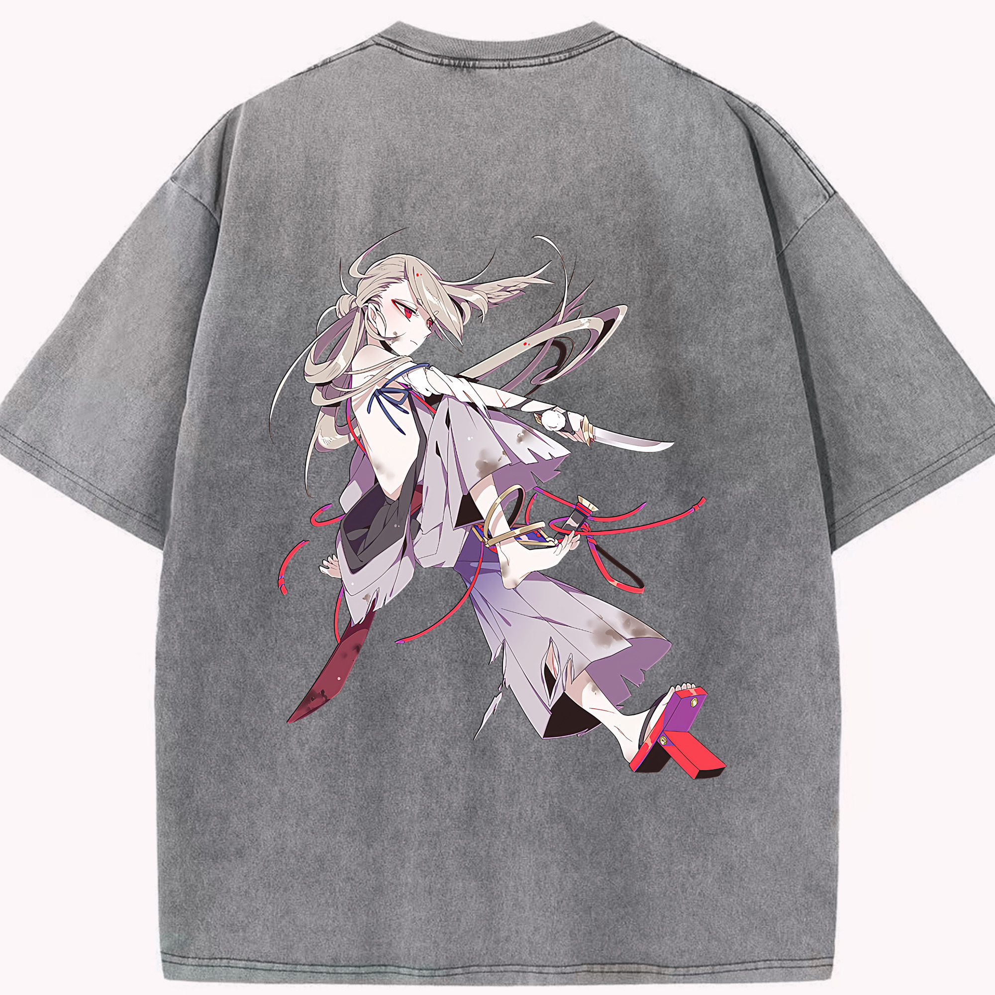 （画像用） 刀剣乱舞 Touken Ranbu 綿100% ヴィンテージ風 半袖Tシャツ（背面プリント）