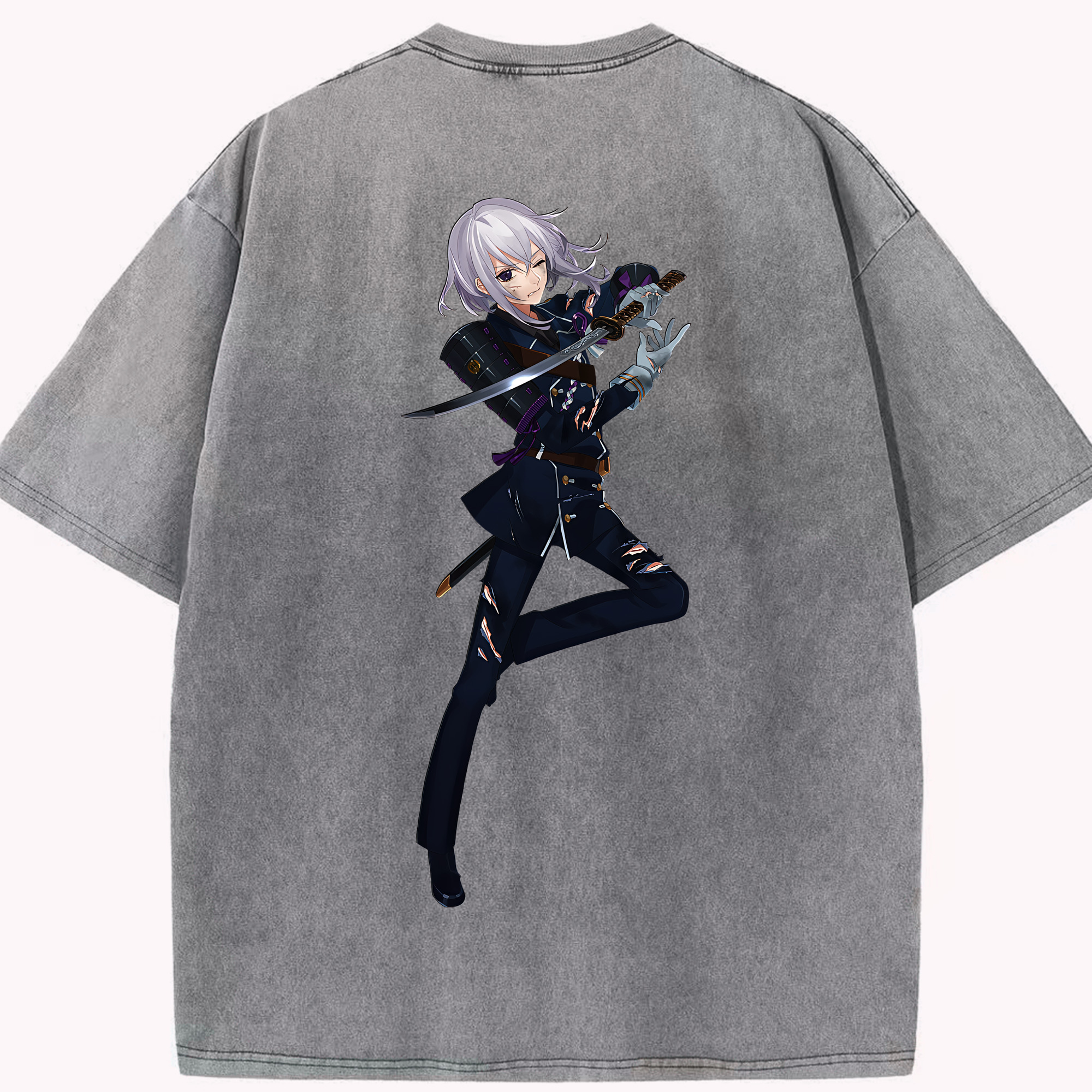 （画像用） 刀剣乱舞 Touken Ranbu 綿100% ヴィンテージ風 半袖Tシャツ（背面プリント）