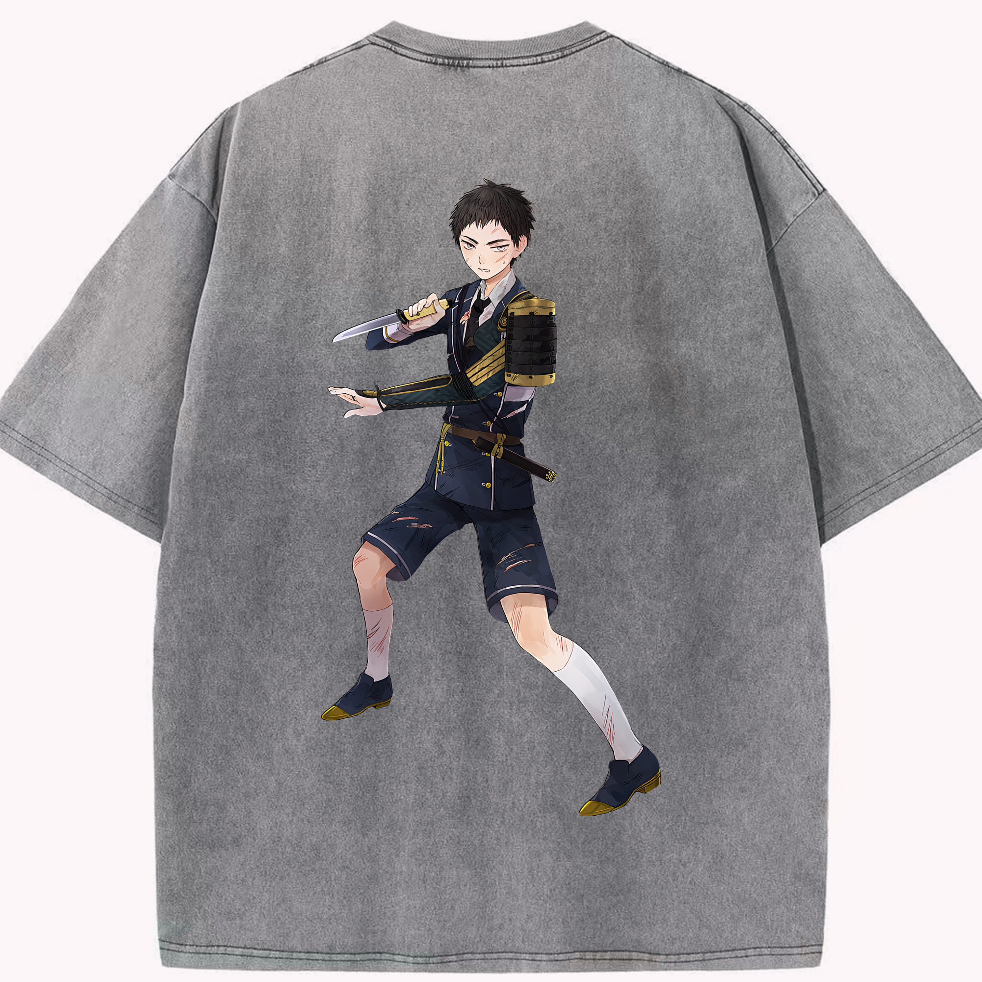 （画像用） 刀剣乱舞 Touken Ranbu 綿100% ヴィンテージ風 半袖Tシャツ（背面プリント）