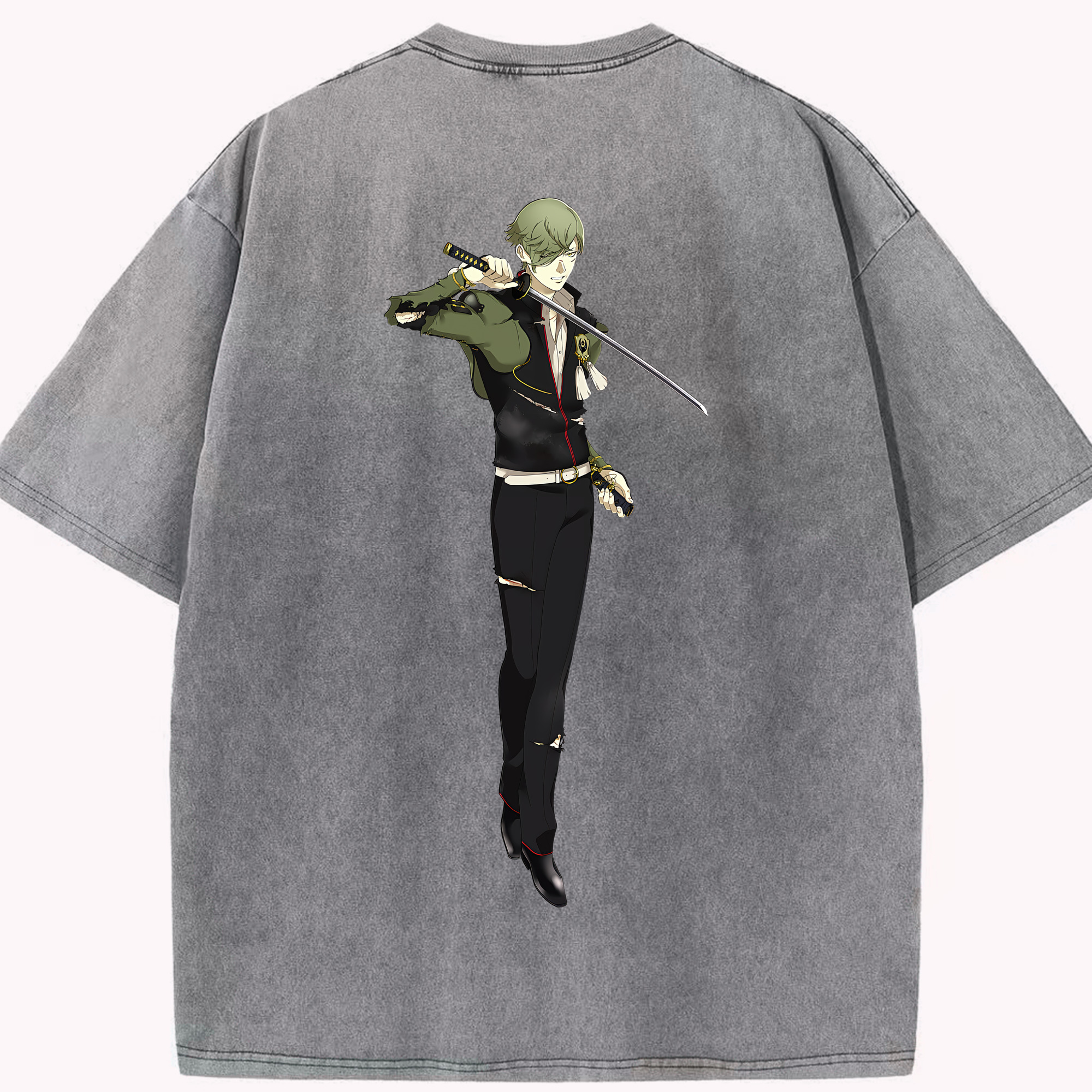 （画像用） 刀剣乱舞 Touken Ranbu 綿100% ヴィンテージ風 半袖Tシャツ（背面プリント）